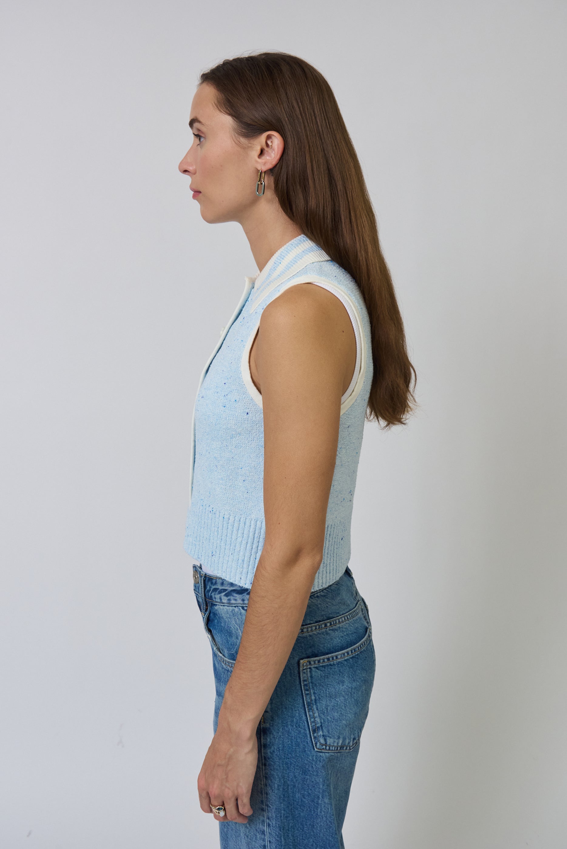 Celeste Tweed Yarn Collared Top