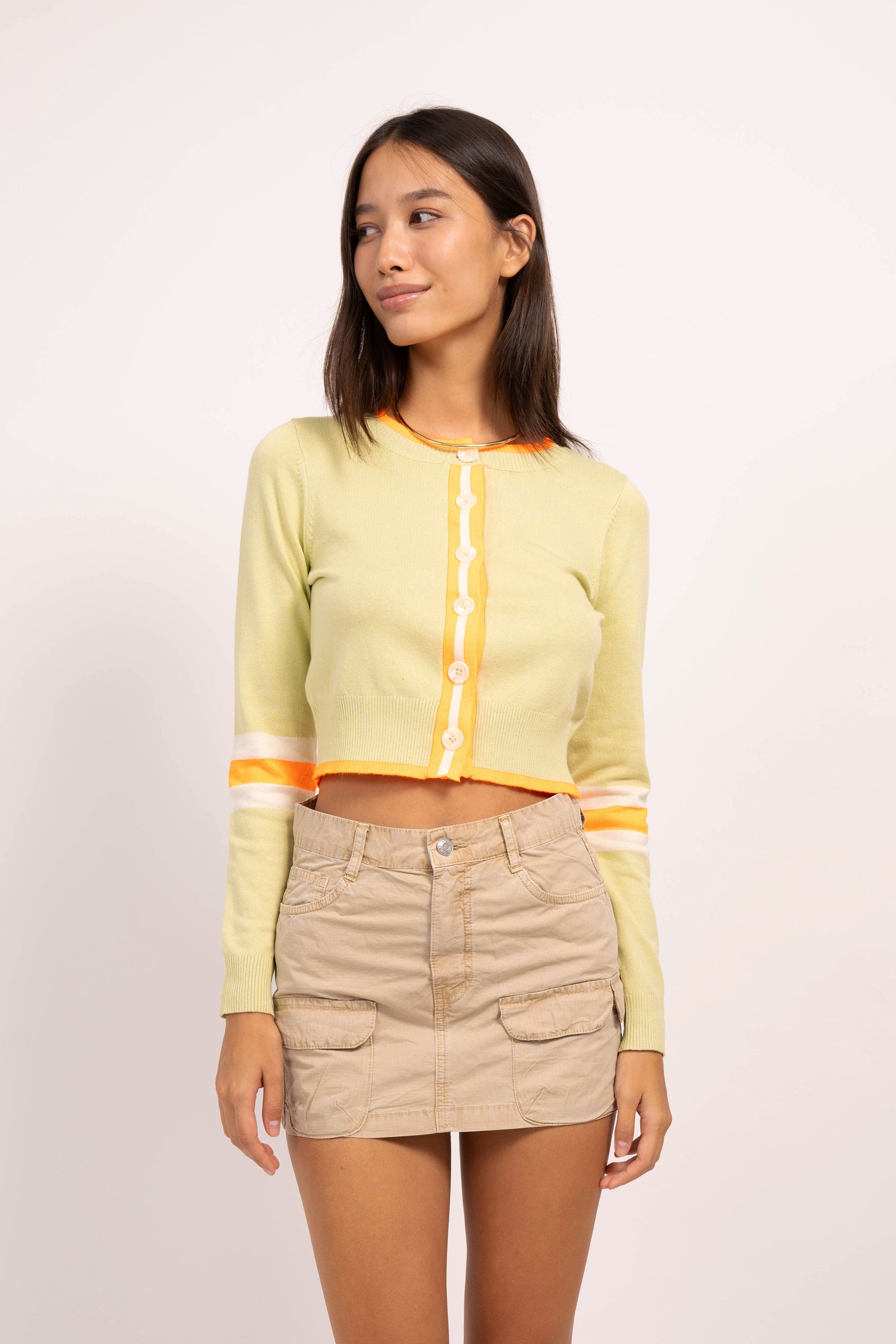 Dean Crew Neck Color Block Cardigan