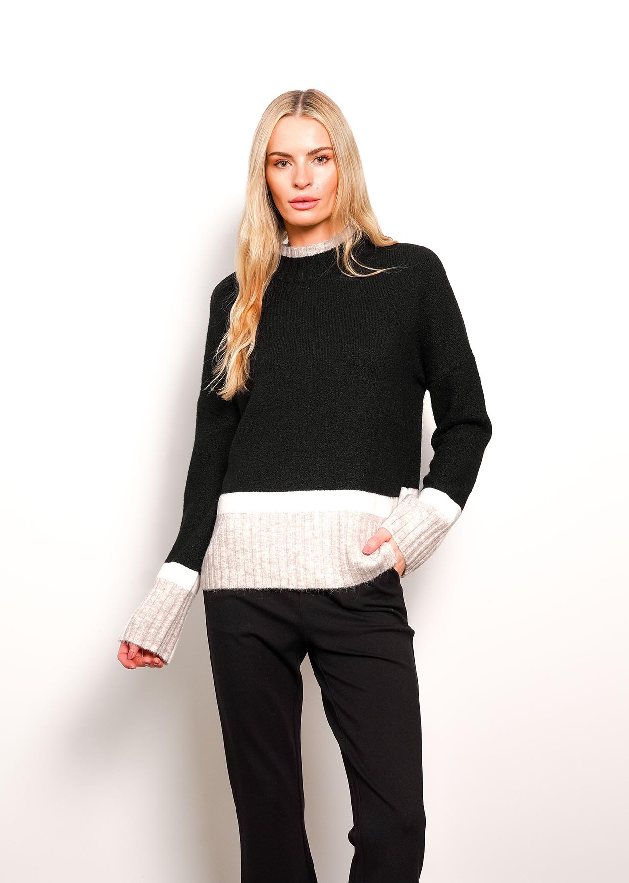 Neutral Colorblock Sweater