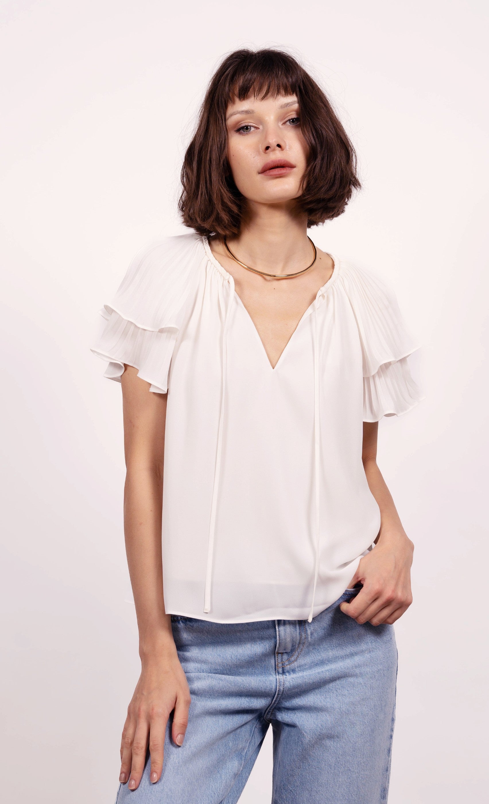 Cara V-Neck Georgette Blouse