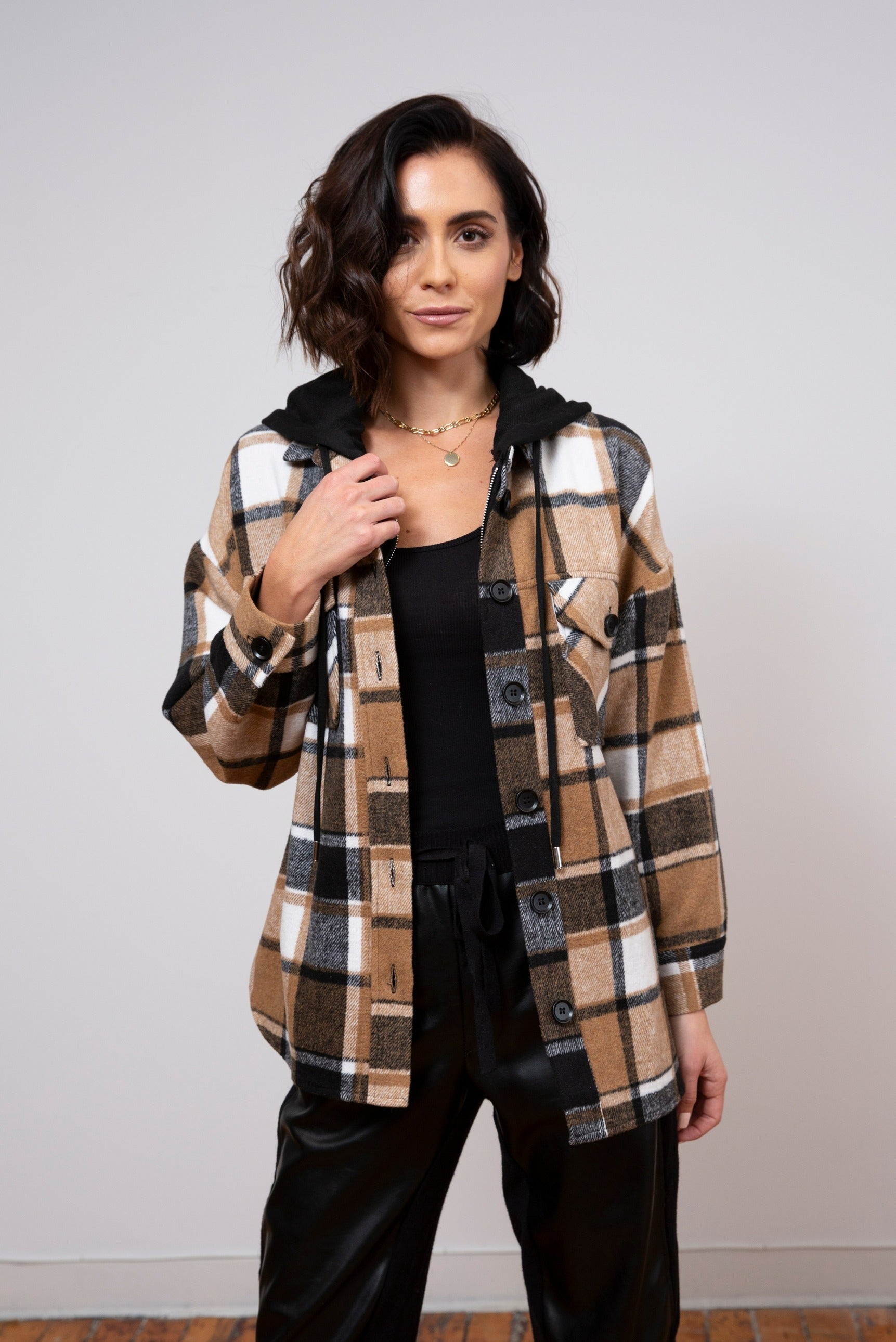Coco Camel Plaid Shacket