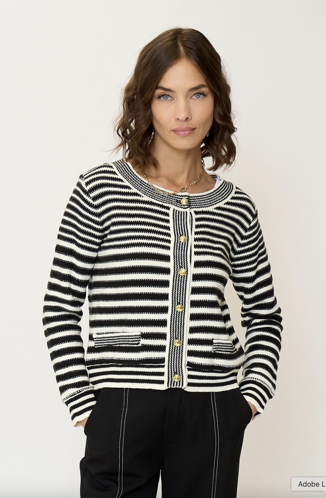 Maribel Striped Crew Cardigan