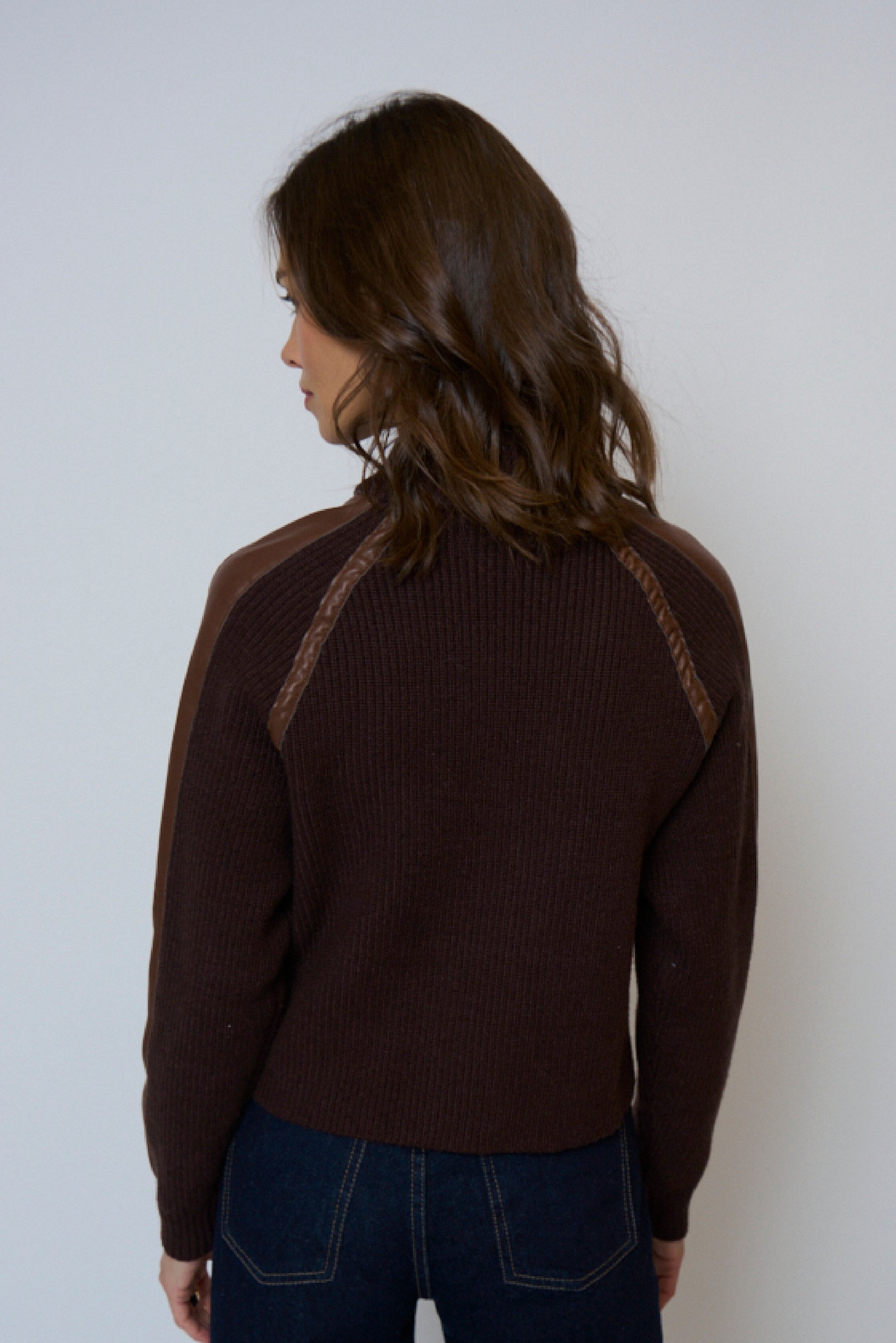 Atlas Raglan Leather Trim Zip Up