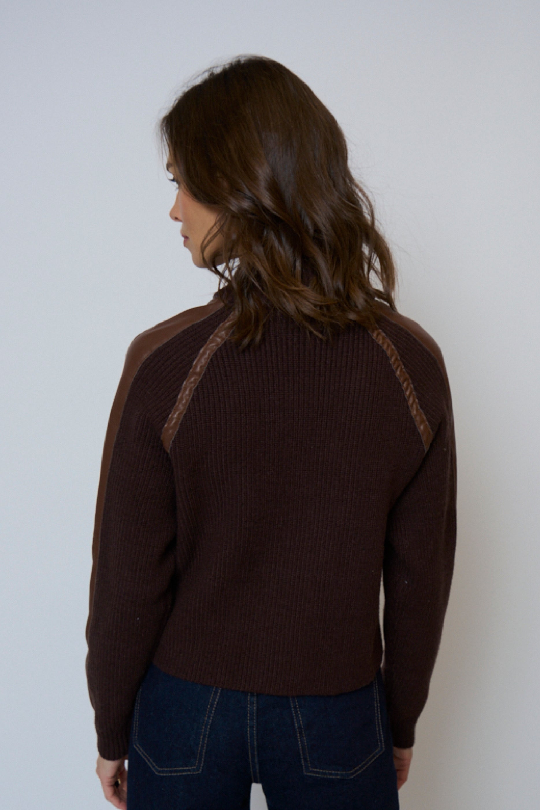 Atlas Raglan Leather Trim Zip Up