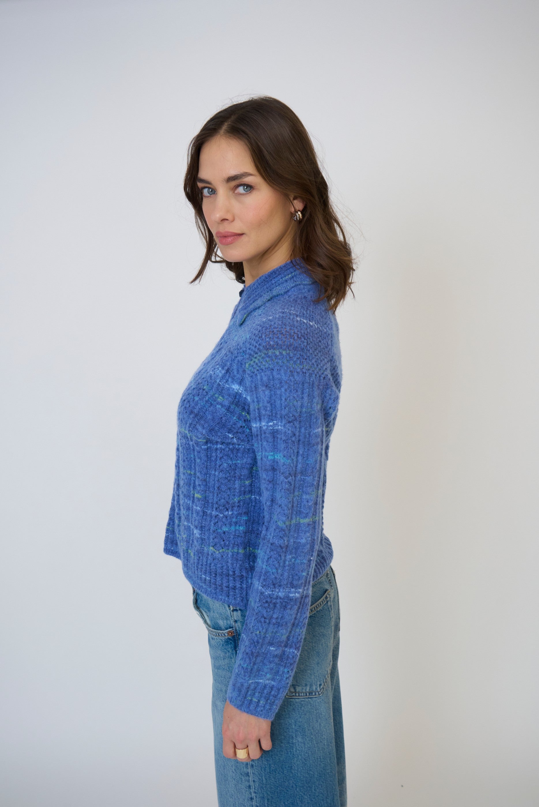 Rayna Spacedye Open Stitch Yoke Sweater