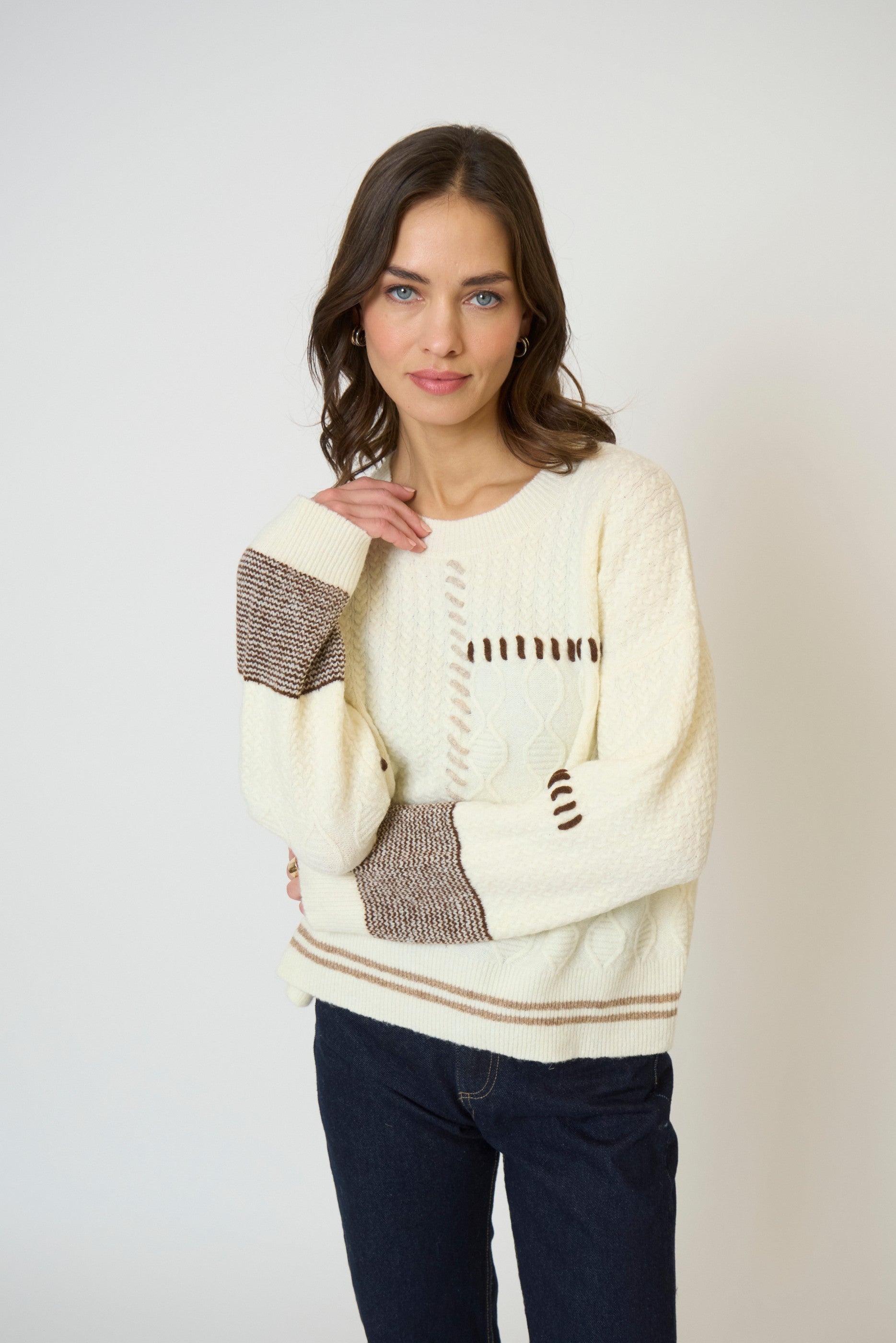 Patchwork Cropped Sweater