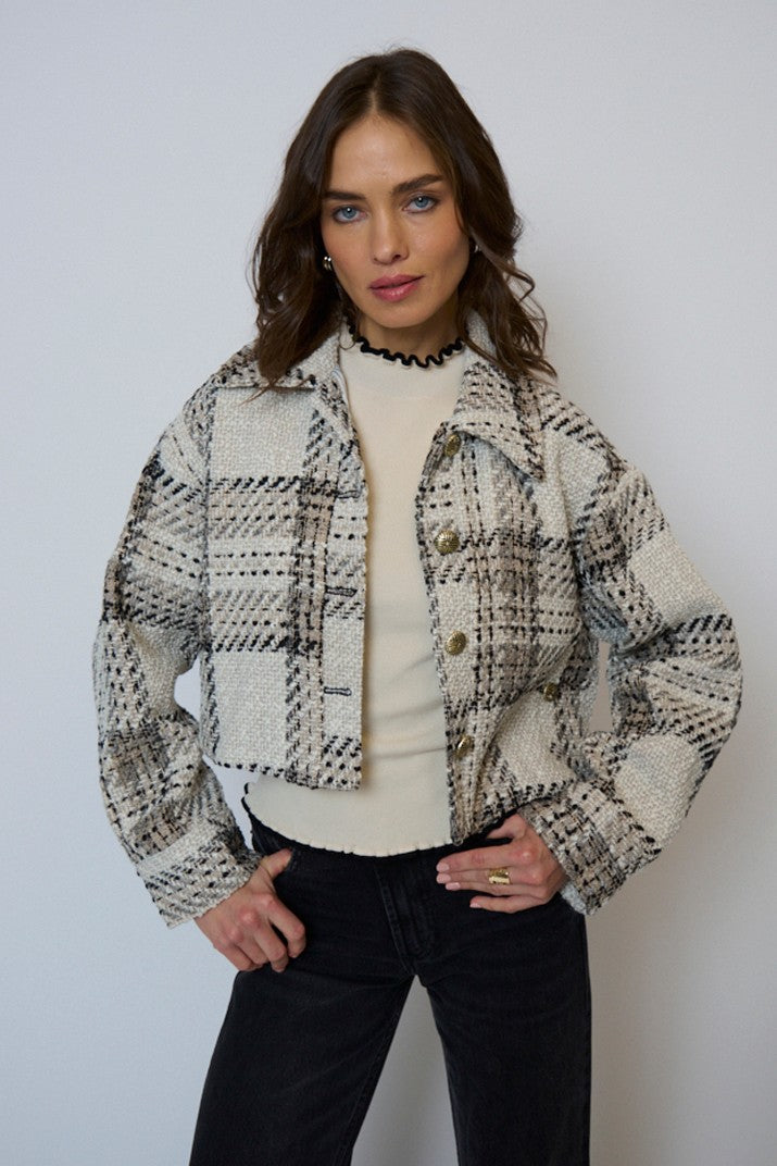 Billie Cropped Oversize Tweed Jacket