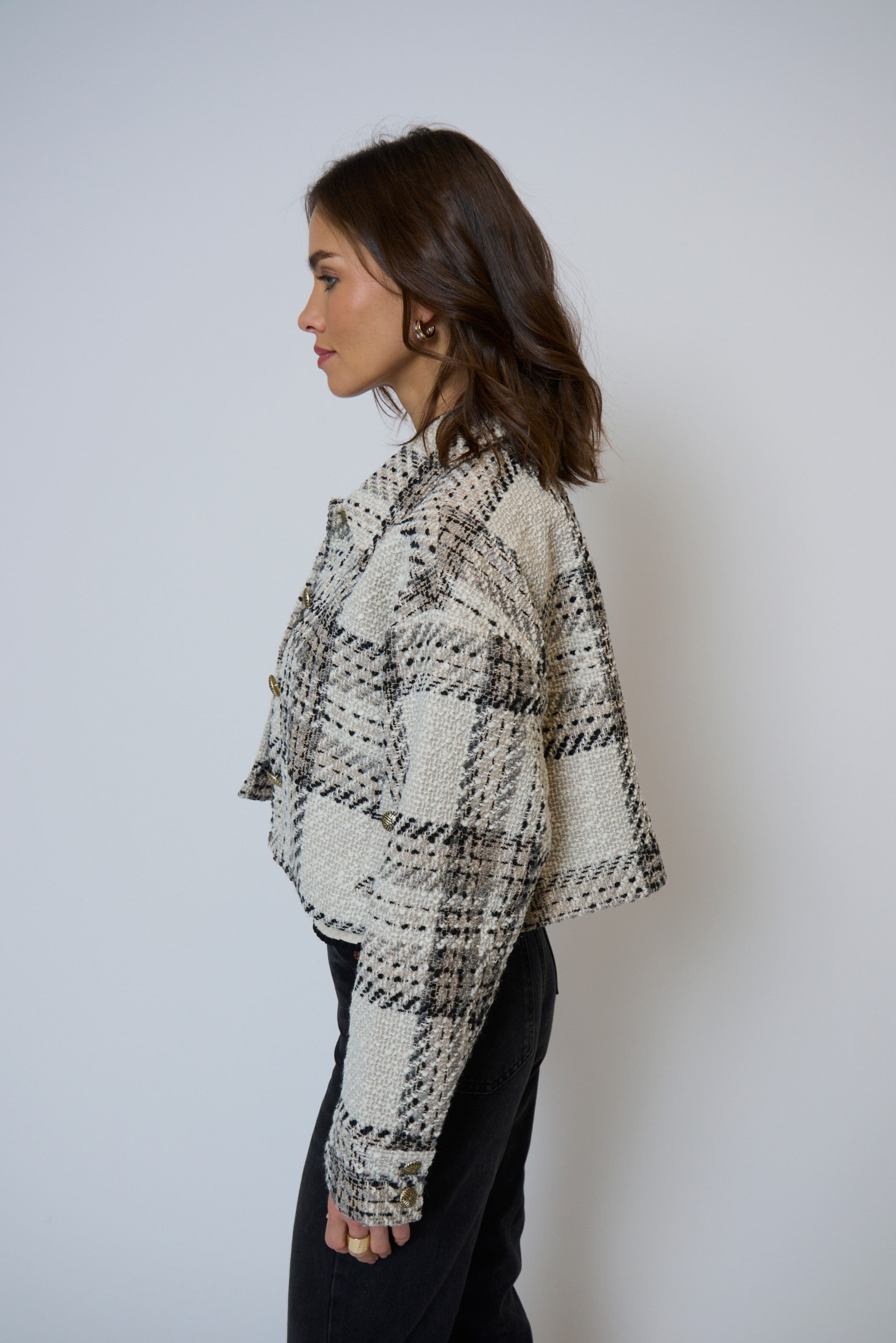 Billie Cropped Oversize Tweed Jacket