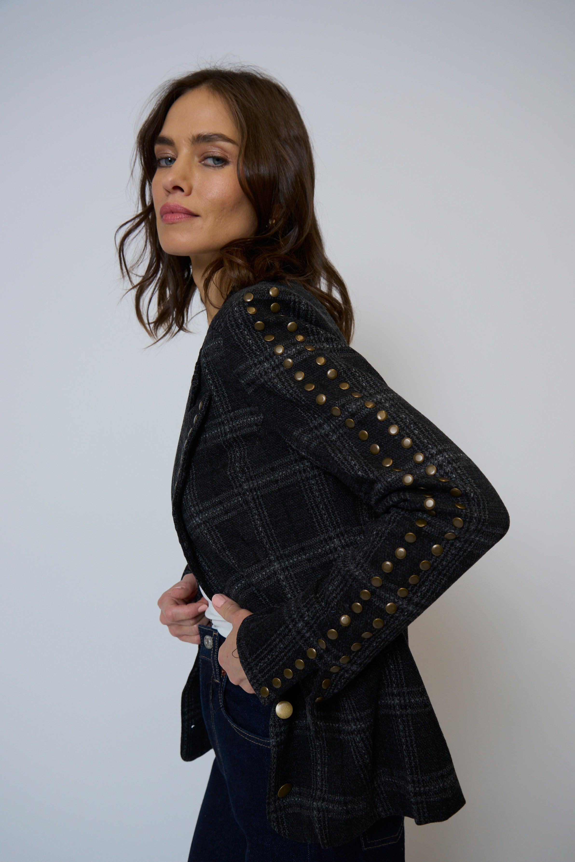 Jay Plaid Studded Jacket