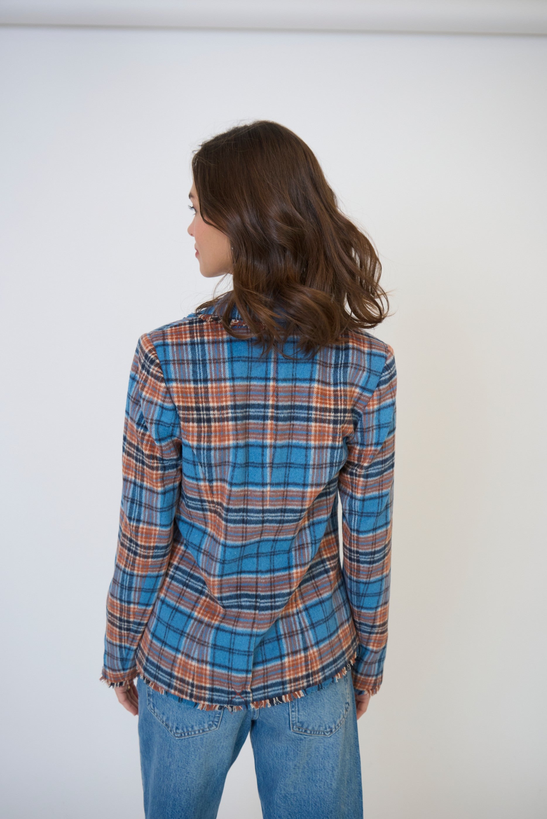 Elyse Plaid Fringe Blazer