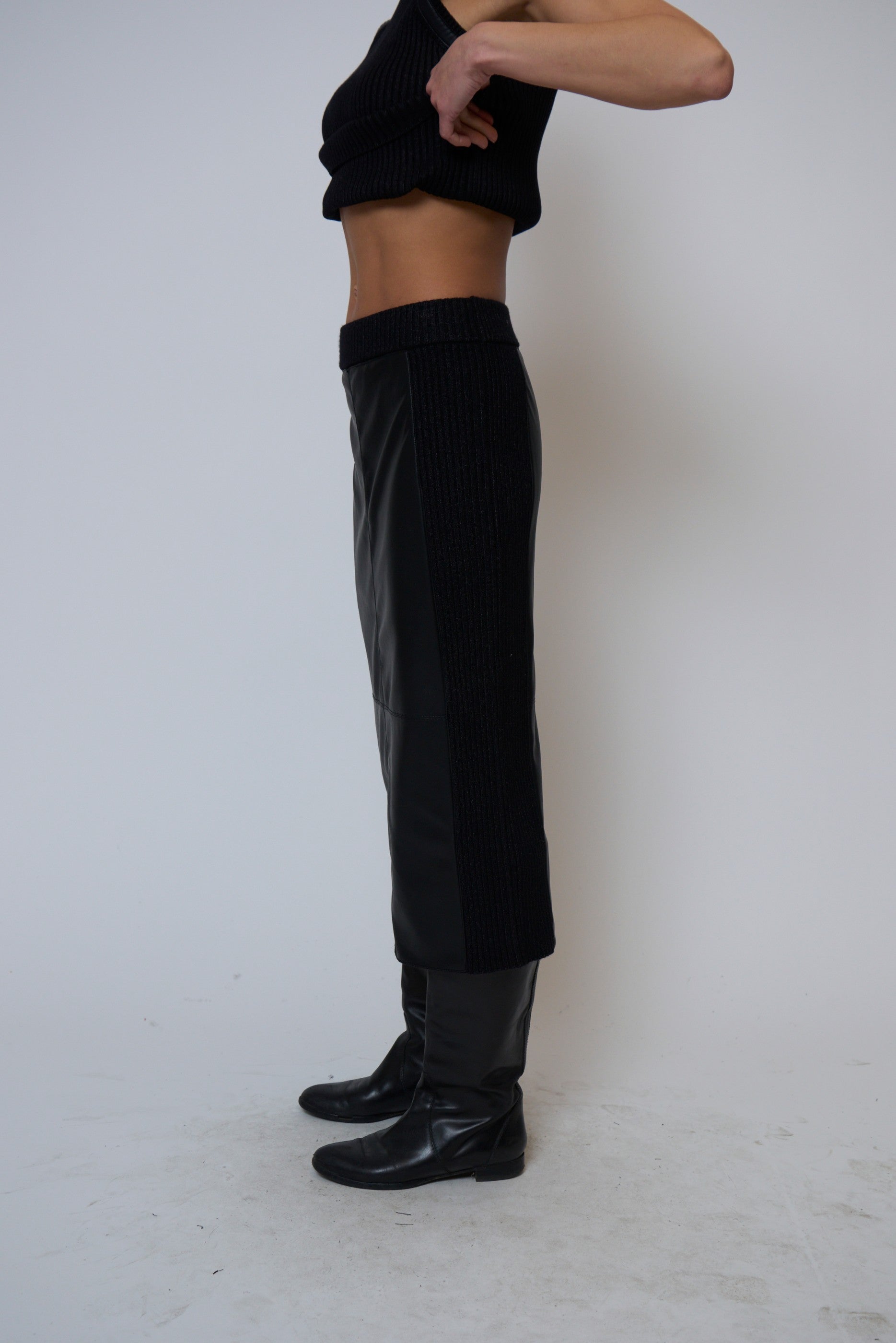 Milan Vegan Leather Combo Skirt