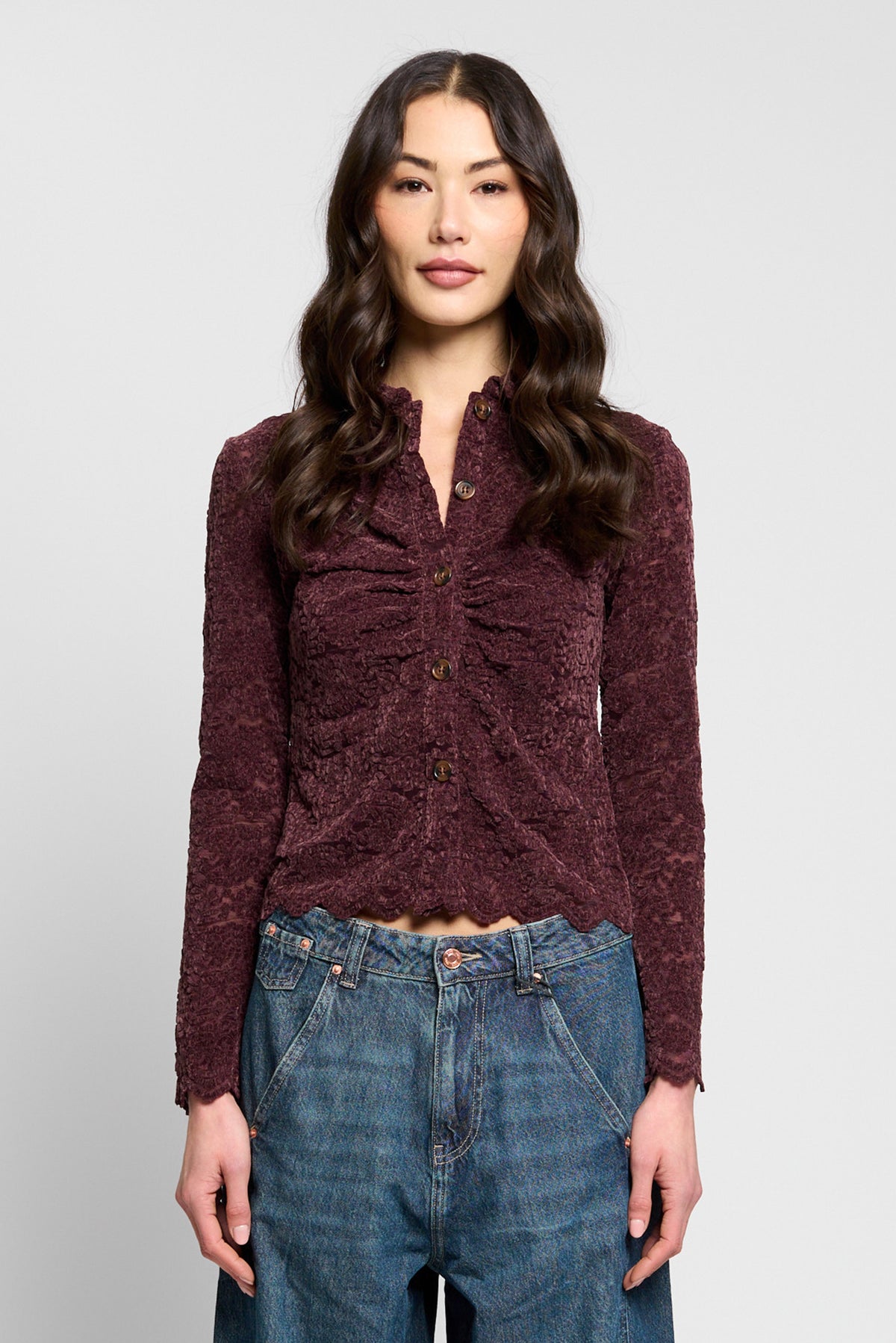 Tessa Stretch Lace Buttondown