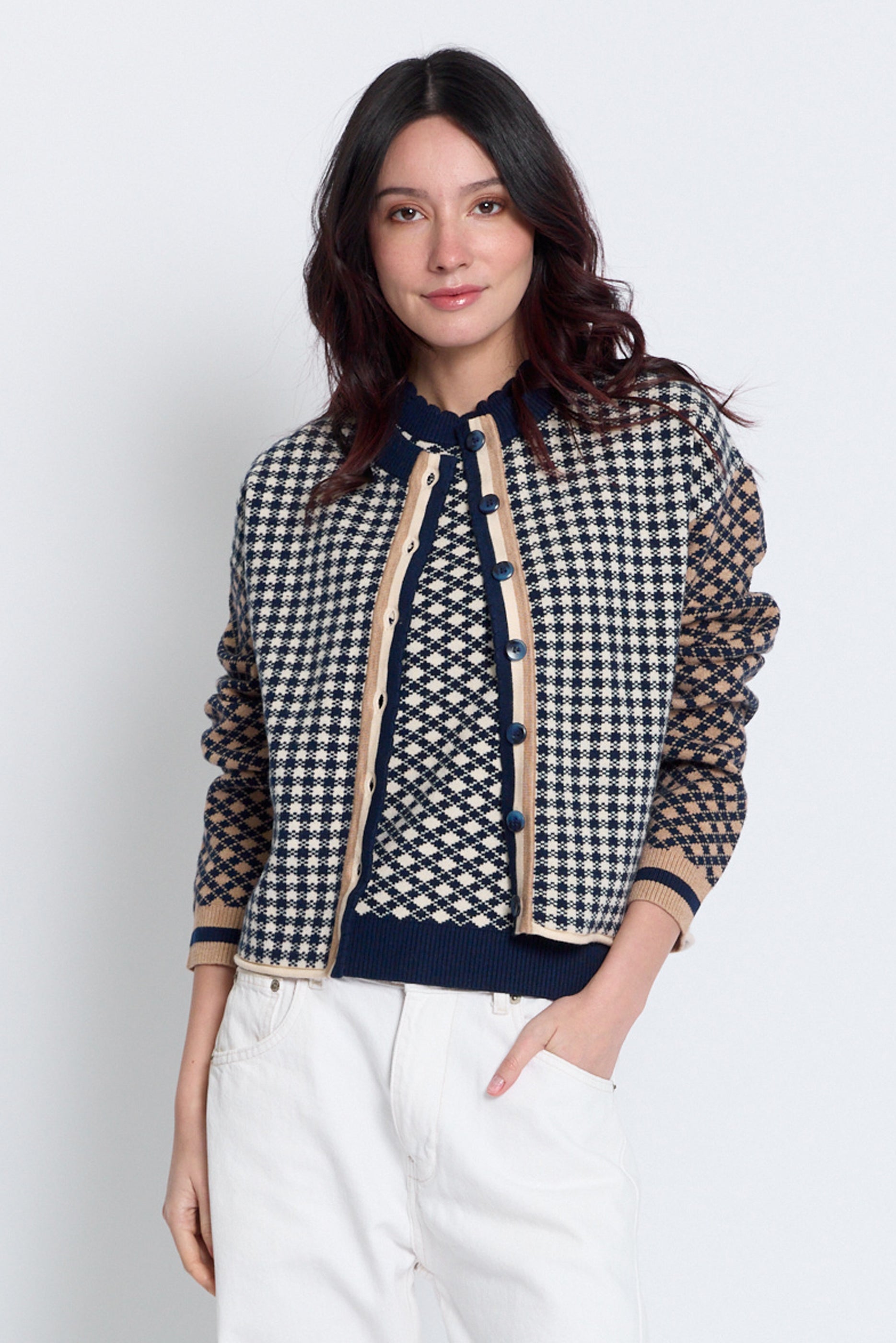 Marlo Mixed Check Cardigan