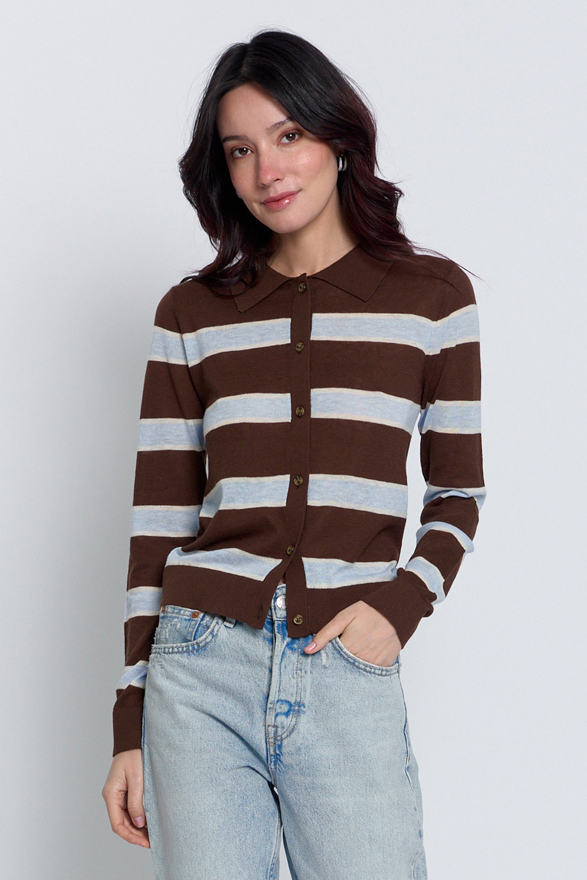 Quinn Striped Sheer Button Up