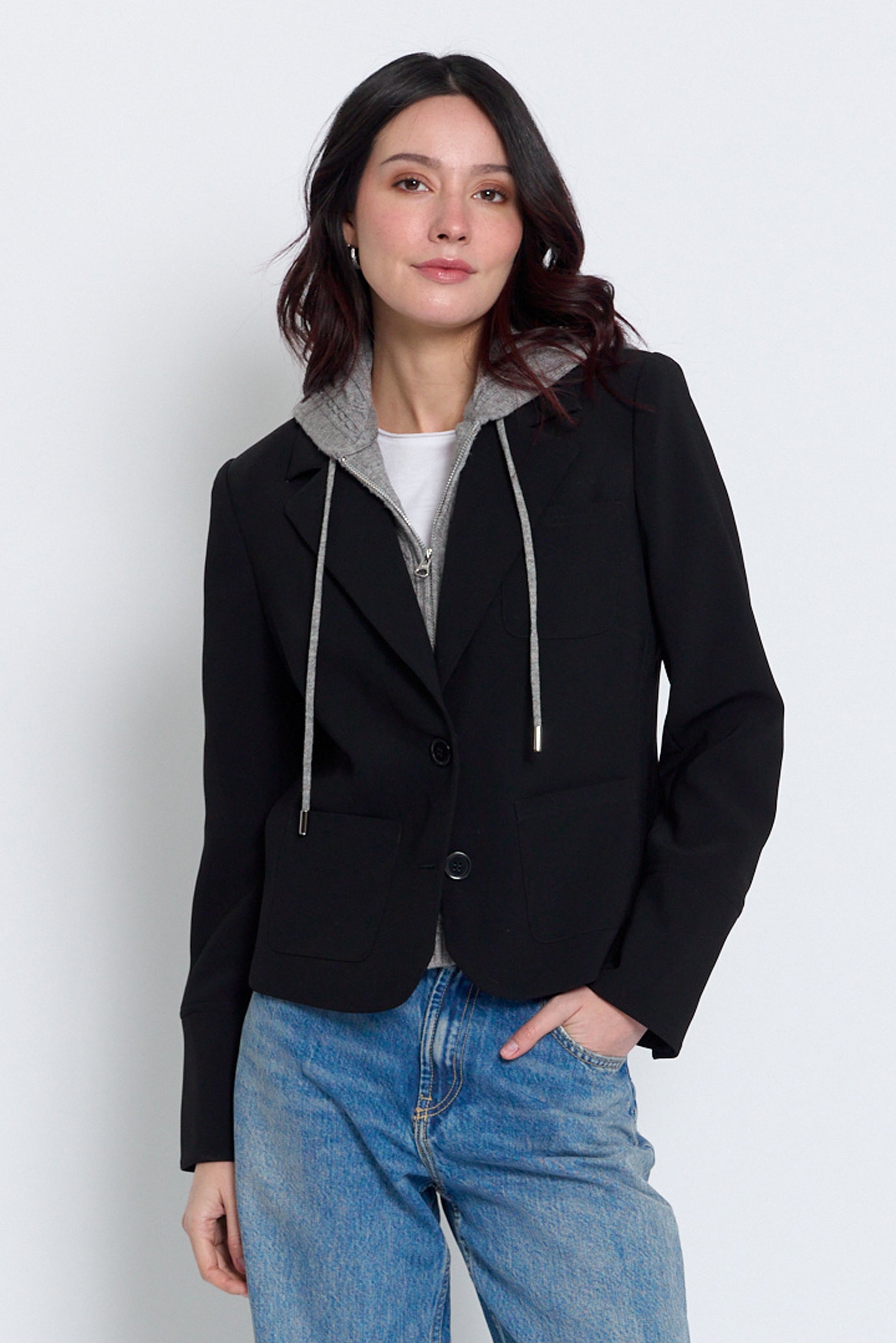 Sienna Solid Jacket With Cable Hooded Dickey