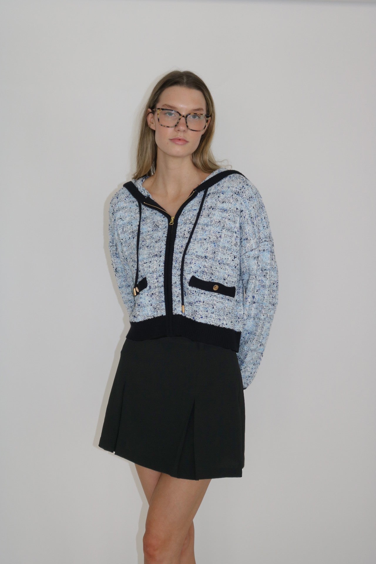 Oona Tweed Shrunken Hoodie