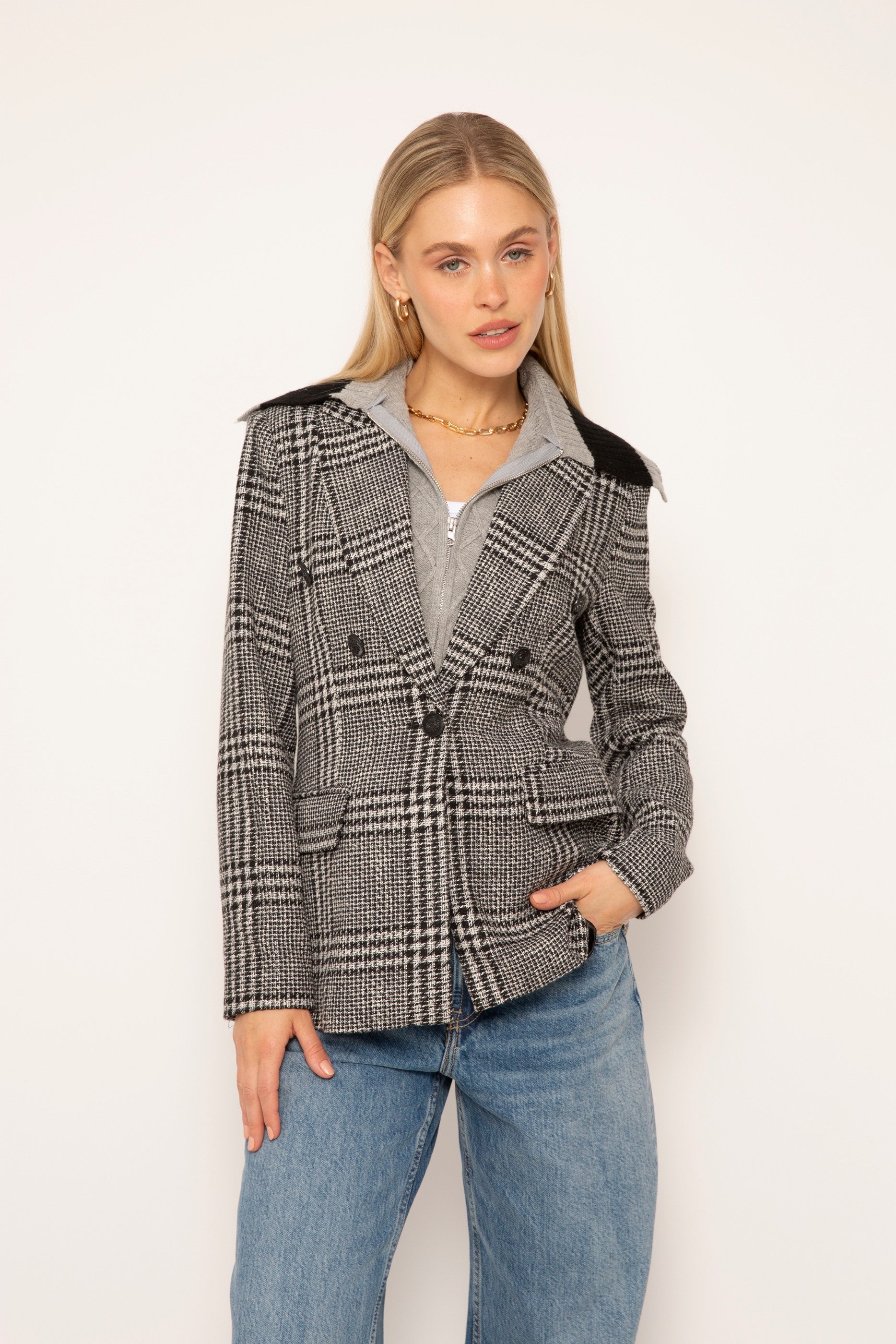 Odette Oversized Blazer W Chunky Knit Dickey