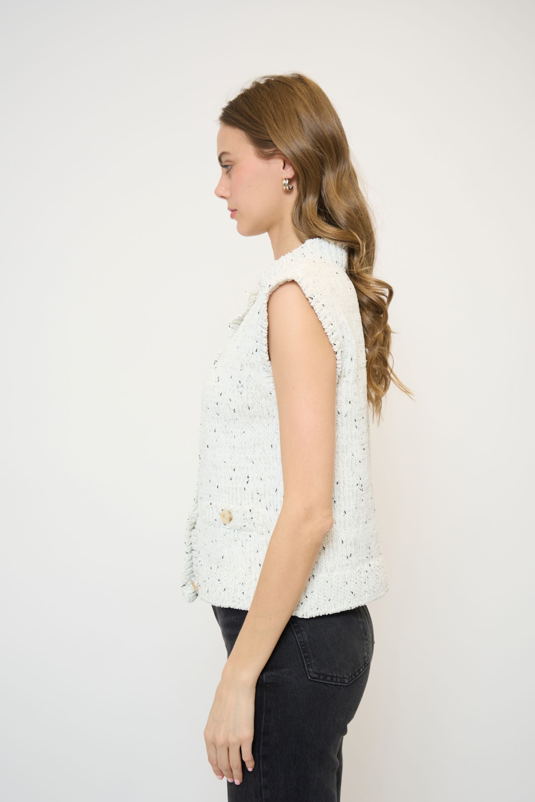 Tasha Sleeveless Chenille Cardi