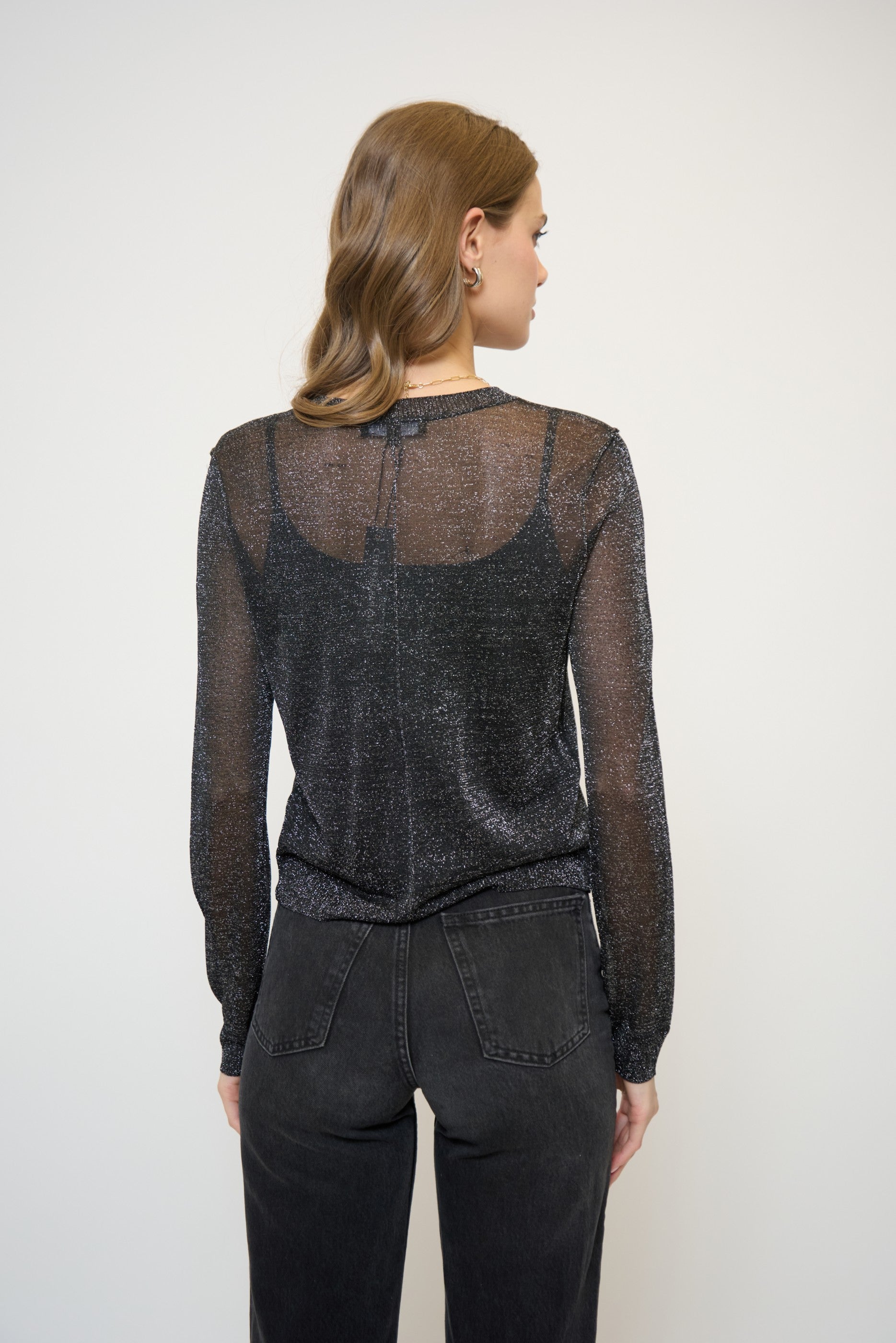 Colette Sheer Lurex Cardigan With Cami