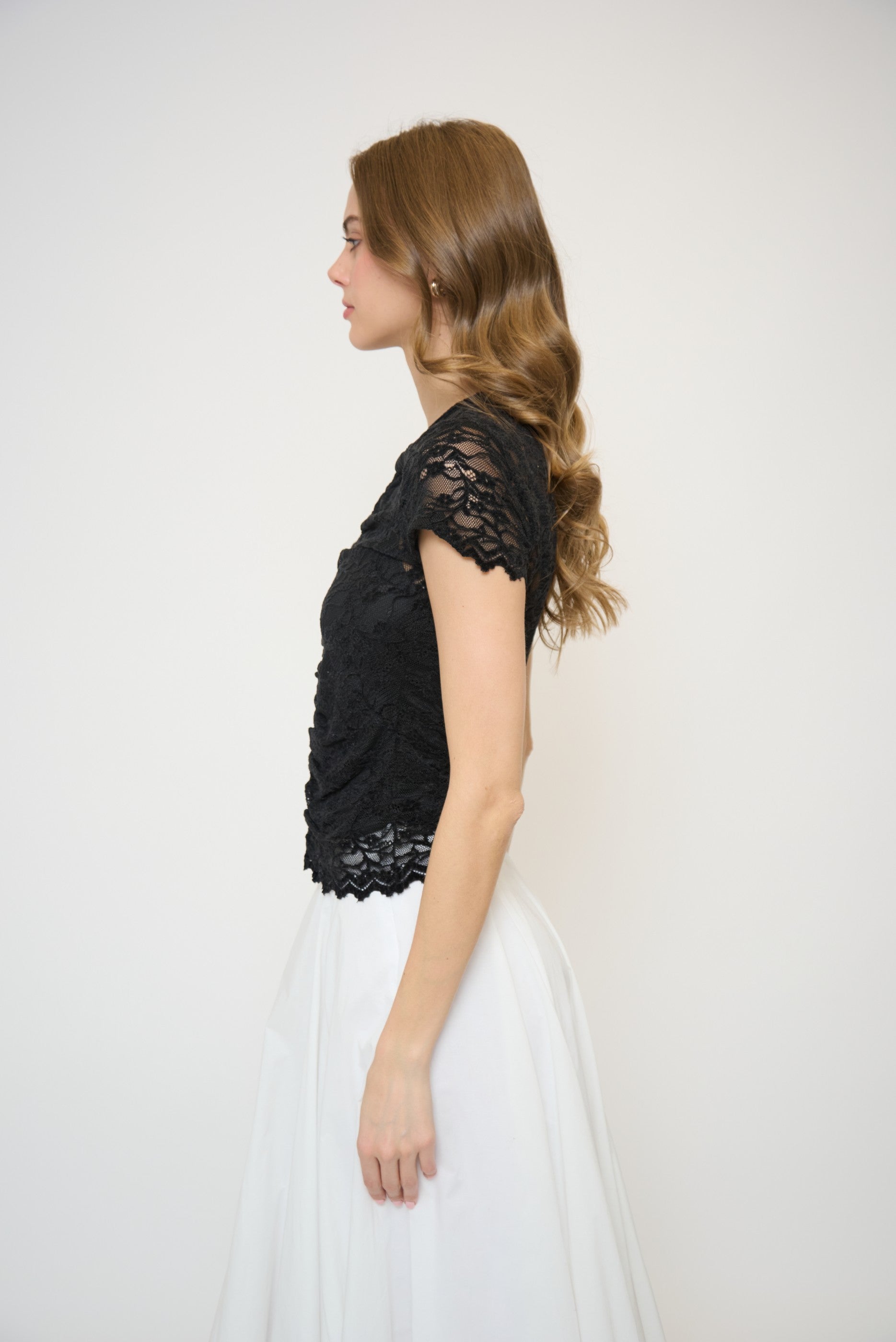 Stella Ruched Lace Top