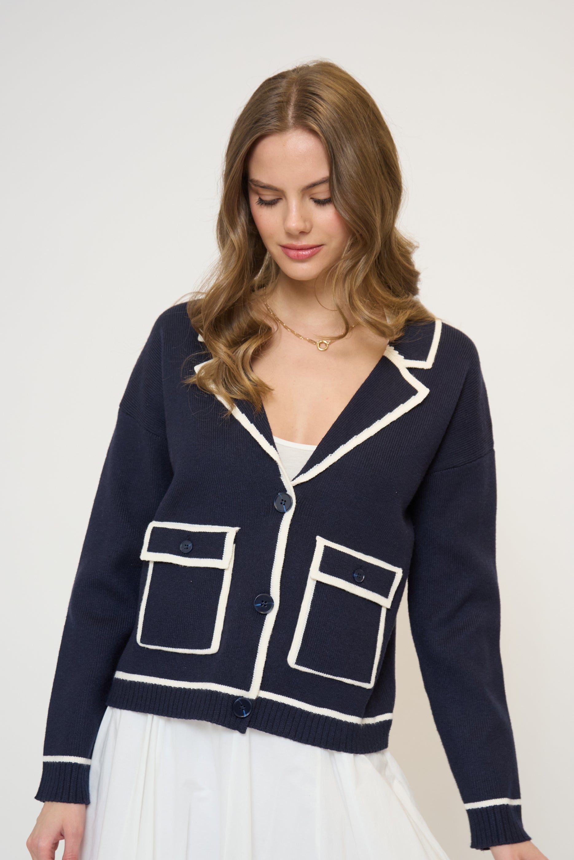 Alba Piped Sweater Jacket