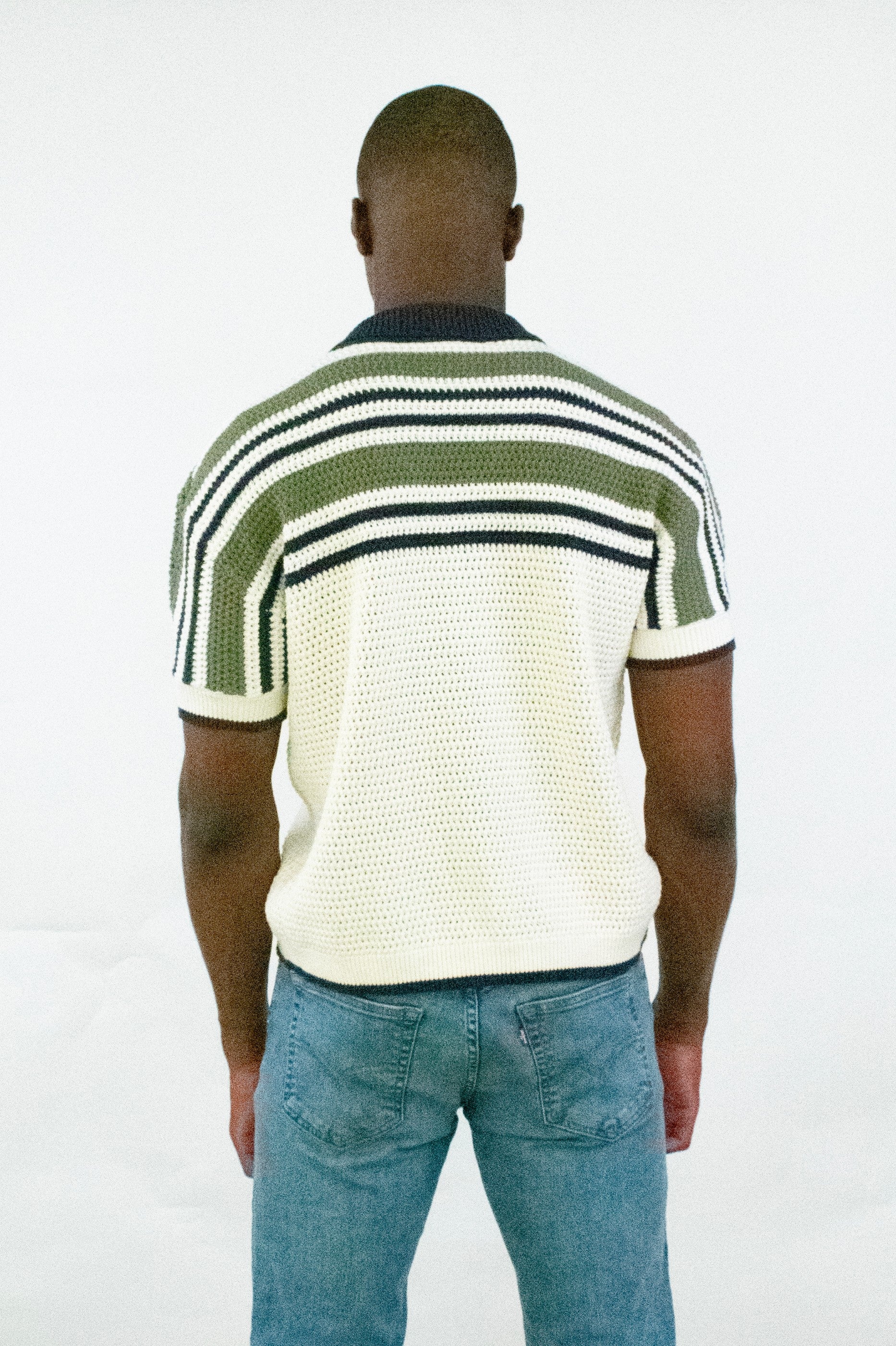 Striped Crochet Ss Buttondown