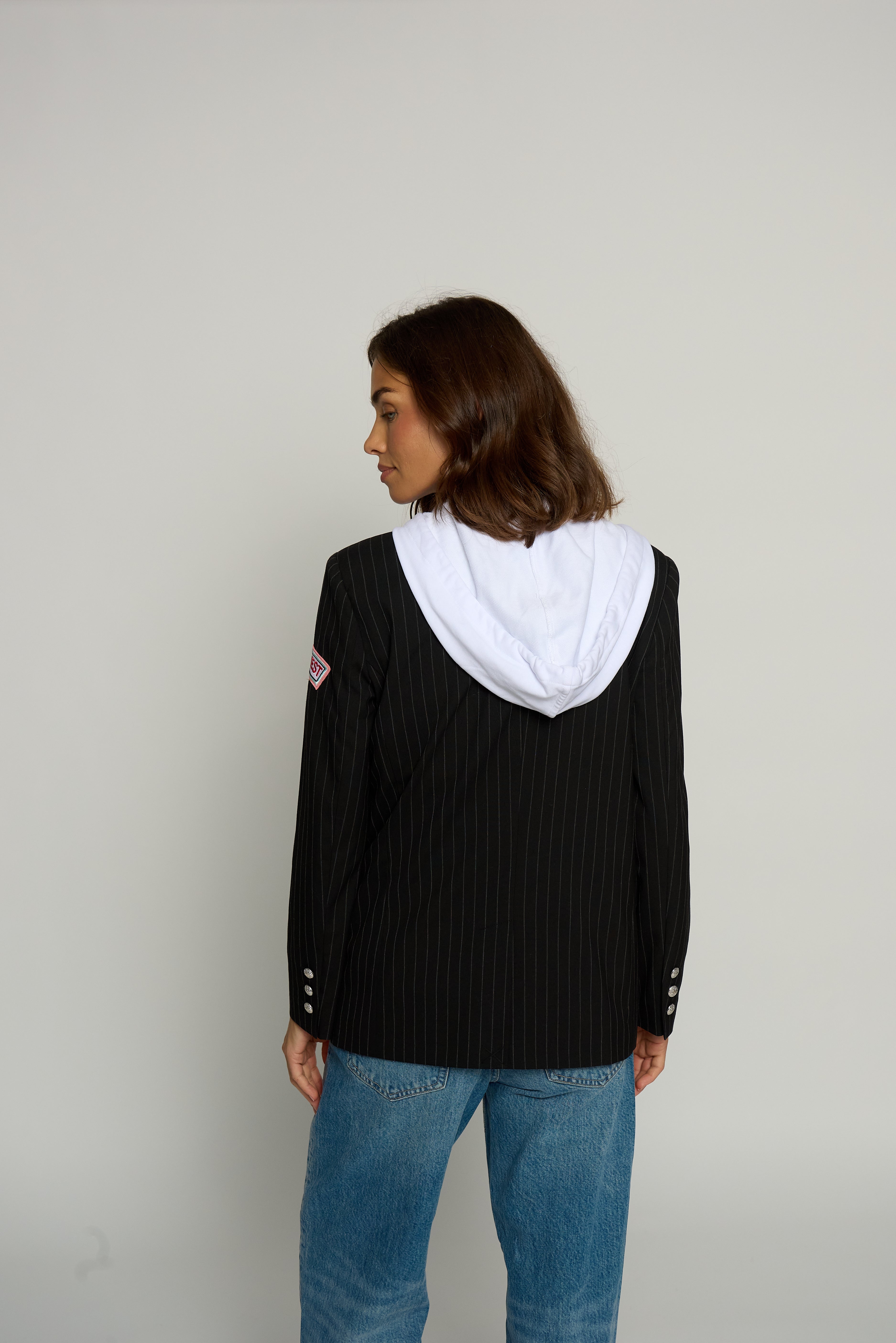 Pinstripe Patch Blazer