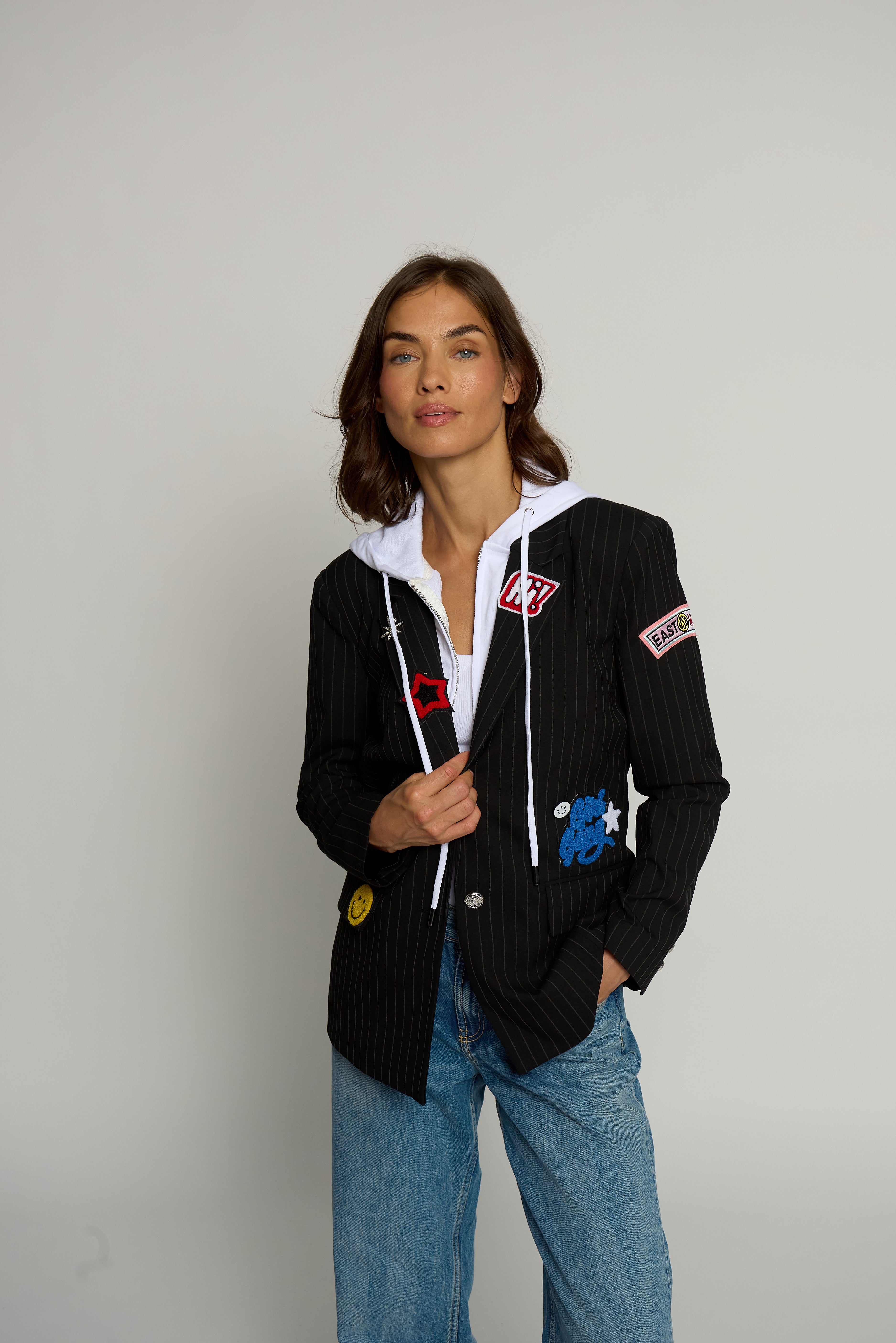 Pinstripe Patch Blazer