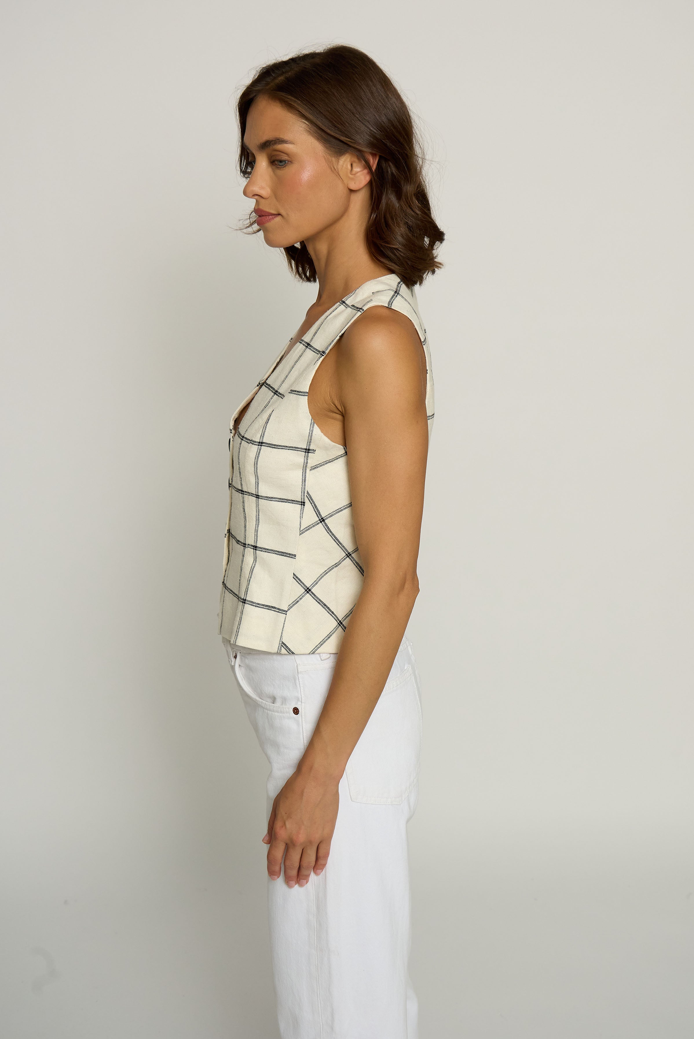 Two Tone Linen Vest