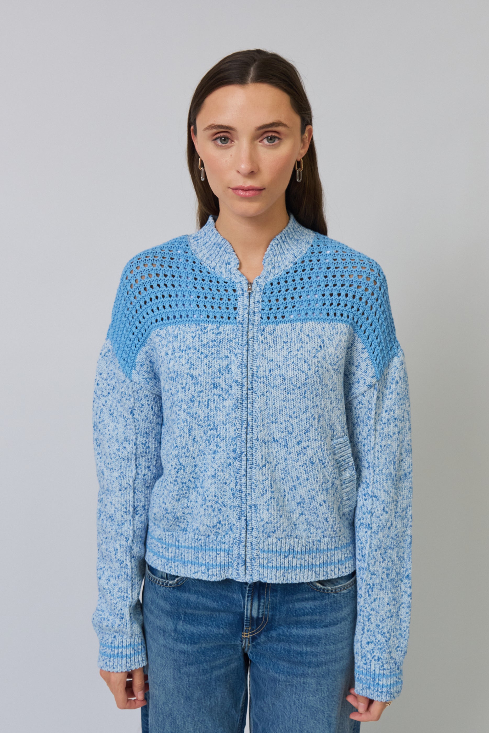 Clover Mesh Sweater Bomber