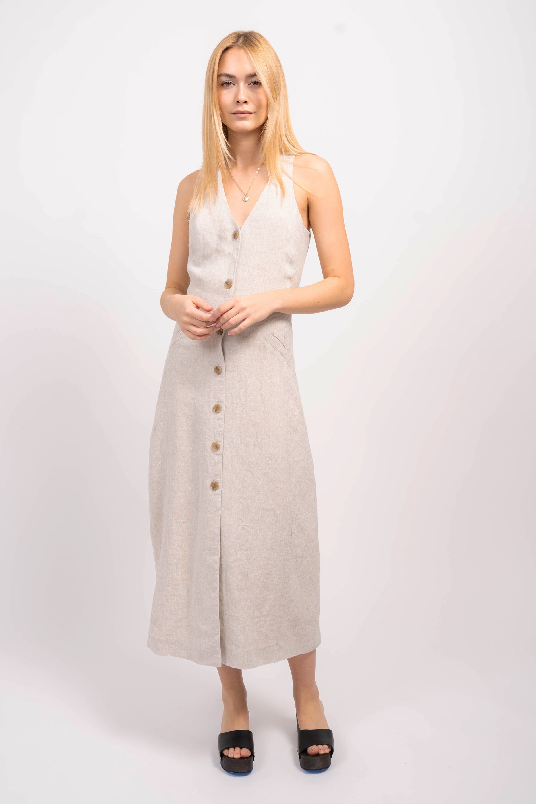 Linen Suiting Vest Dress