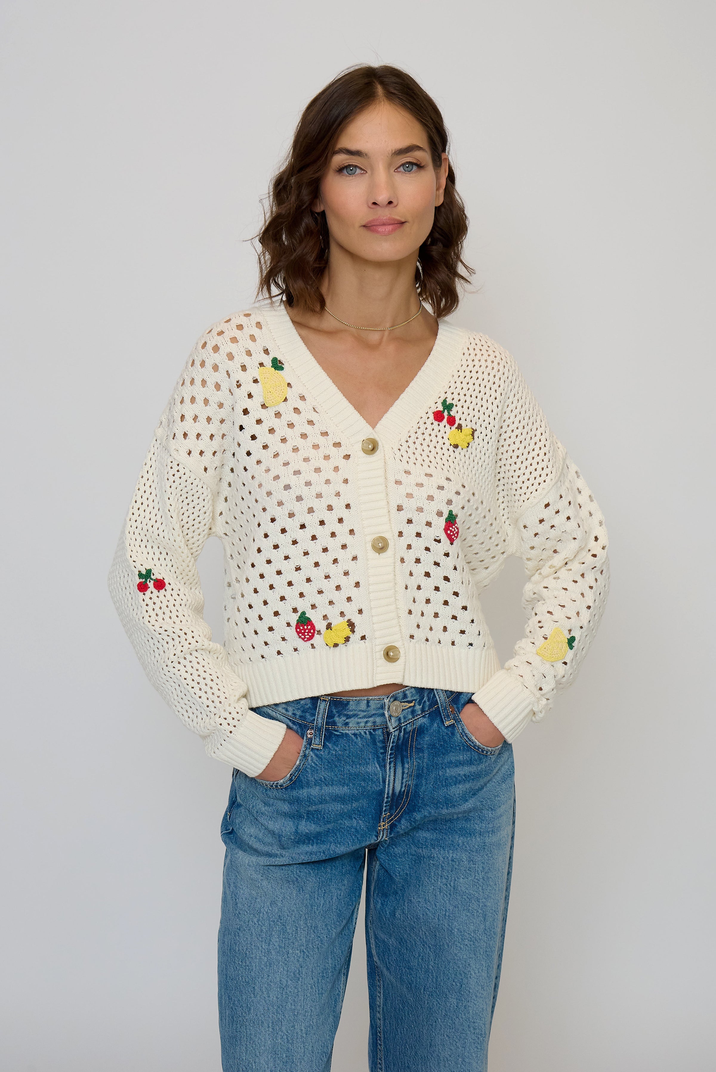 Darcy Open Stitch Embroidered Cardigan
