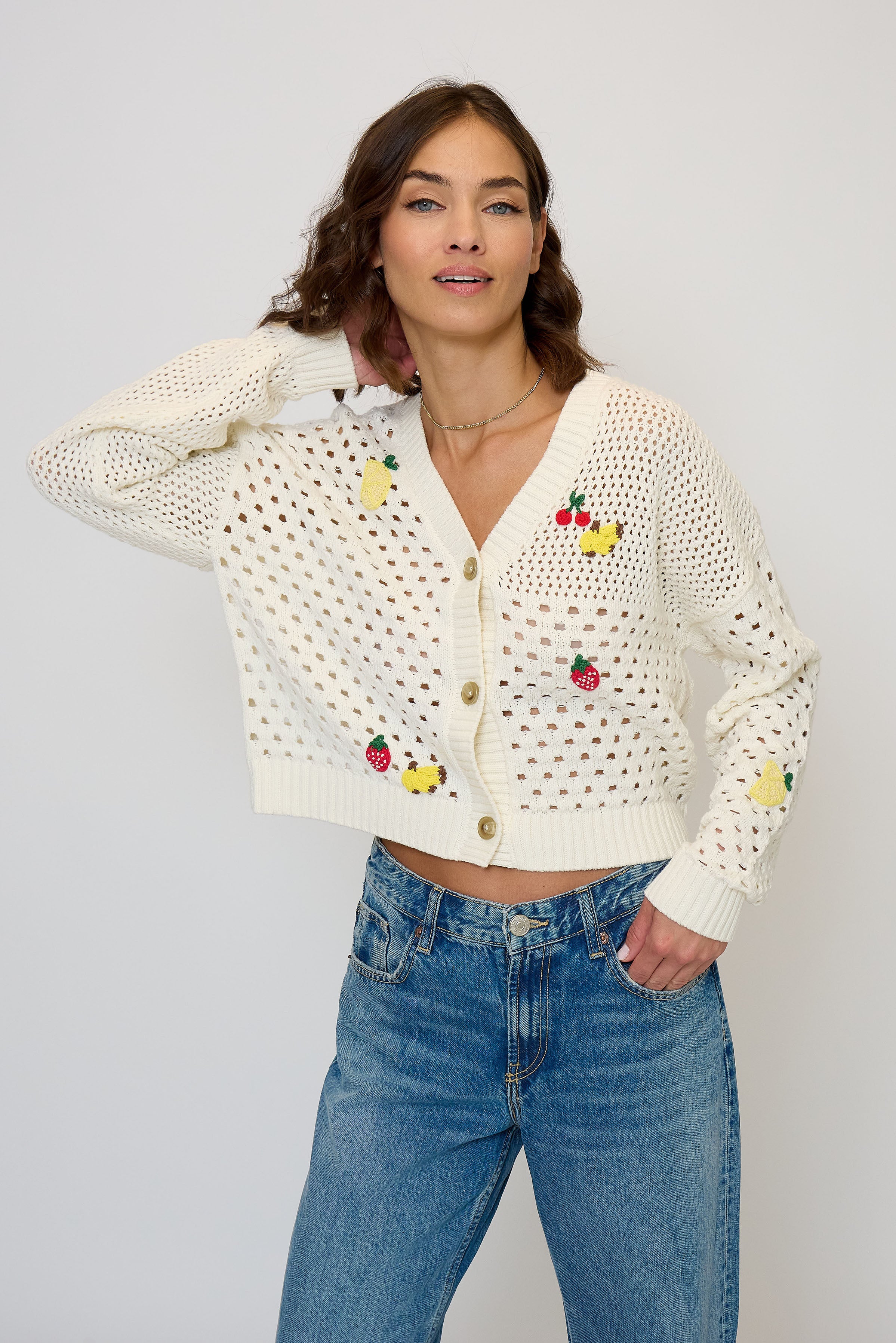 Darcy Open Stitch Embroidered Cardigan