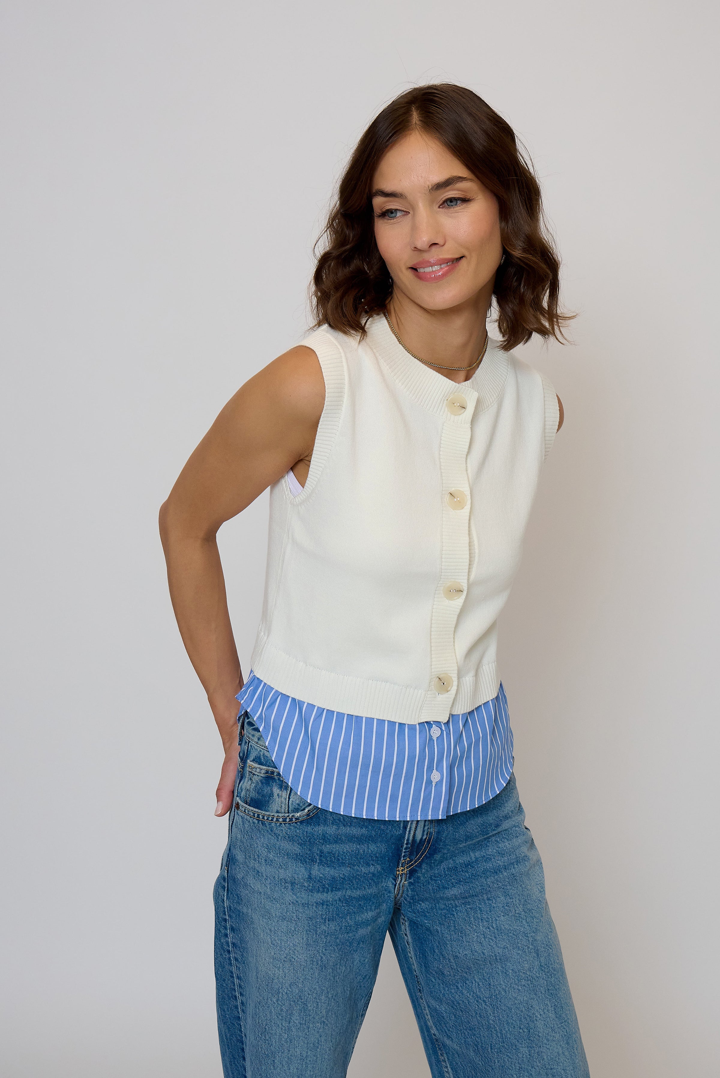 Kira Twofer Button Up Tank