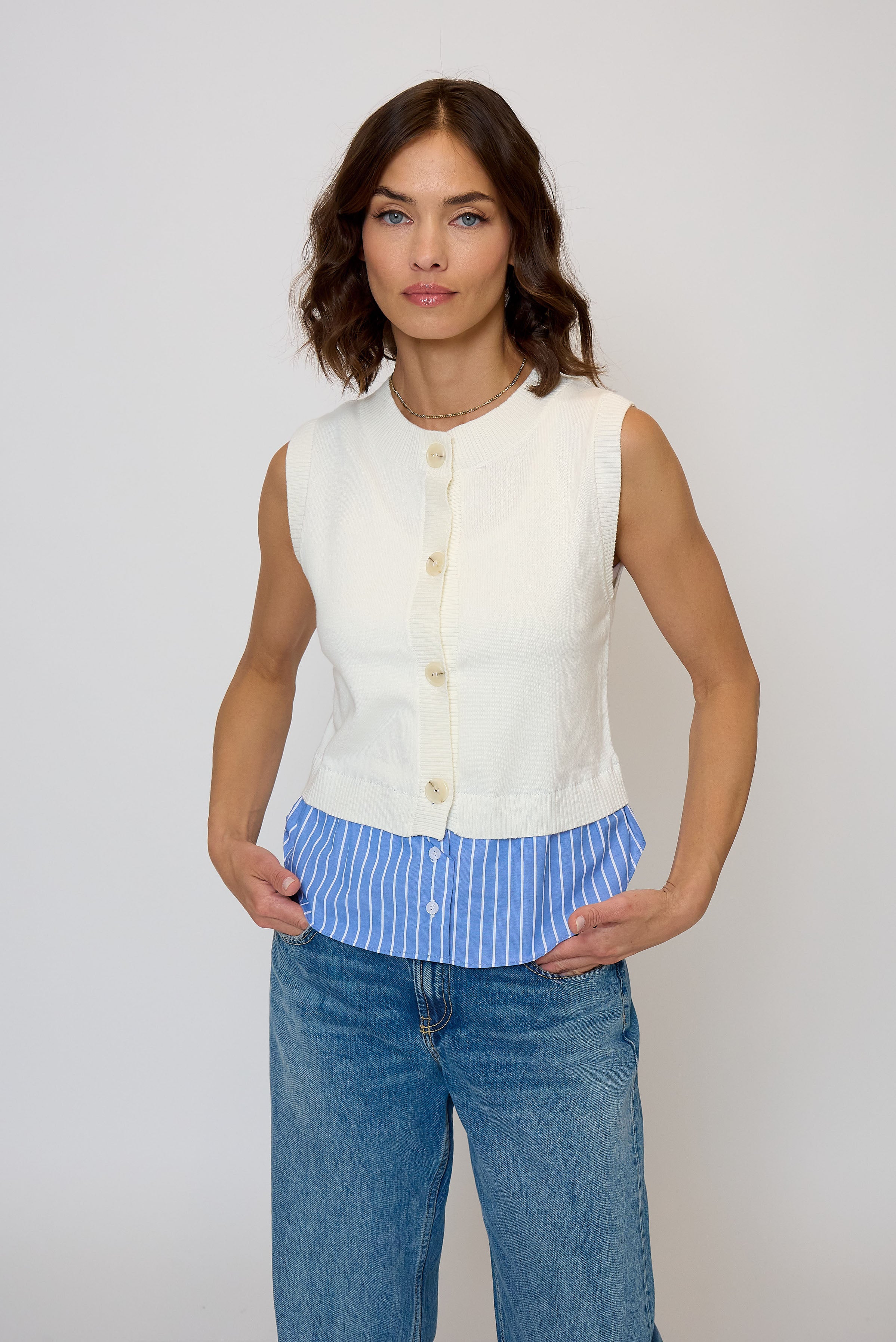 Kira Twofer Button Up Tank
