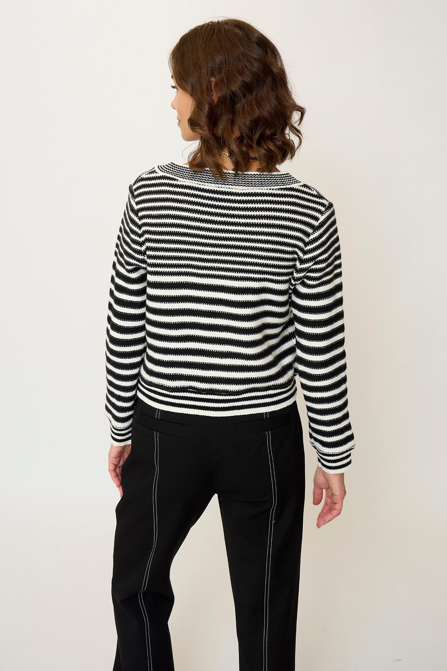 Maribel Striped Crew Cardigan