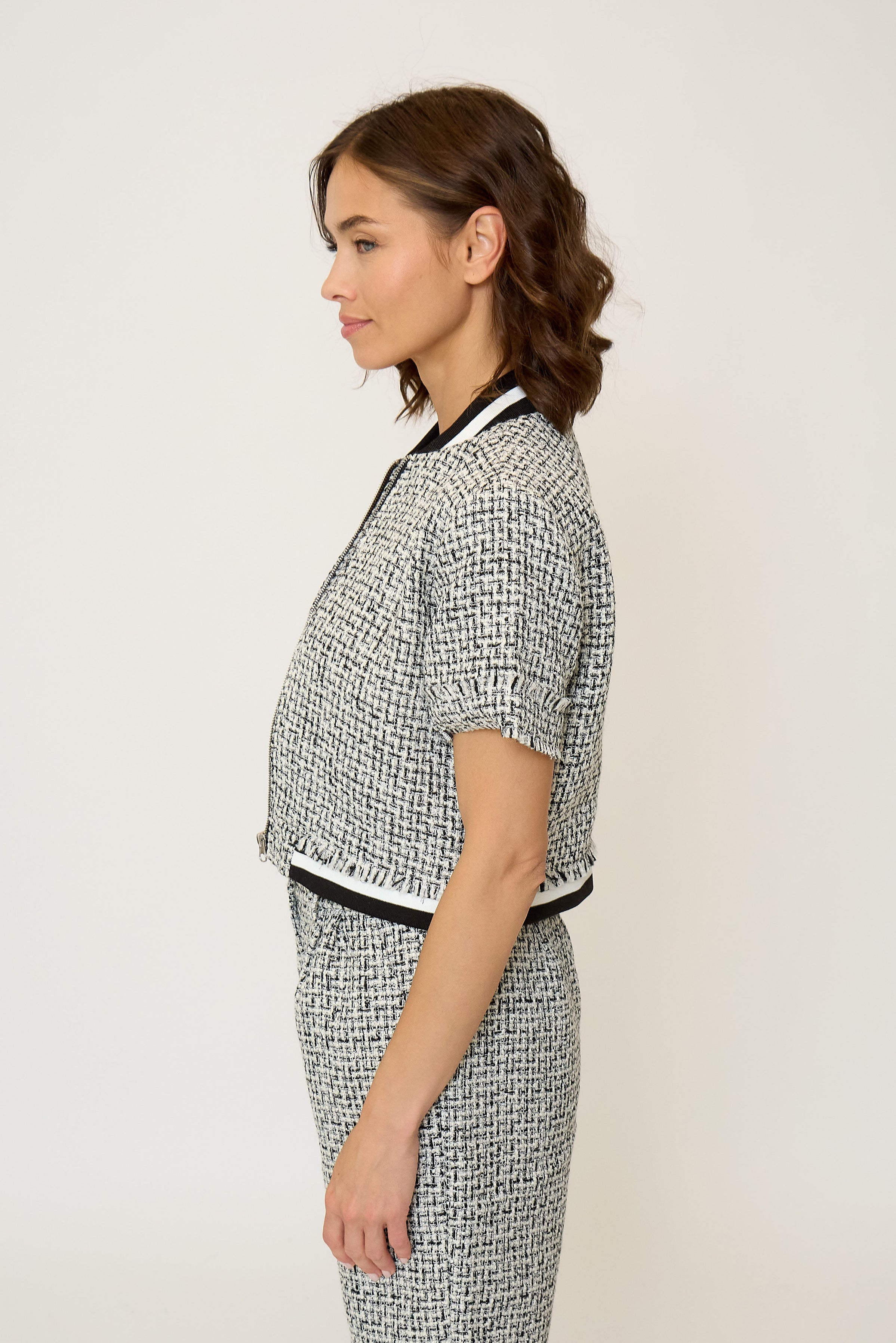 Maribel Short Sleeve Tweed Bomb