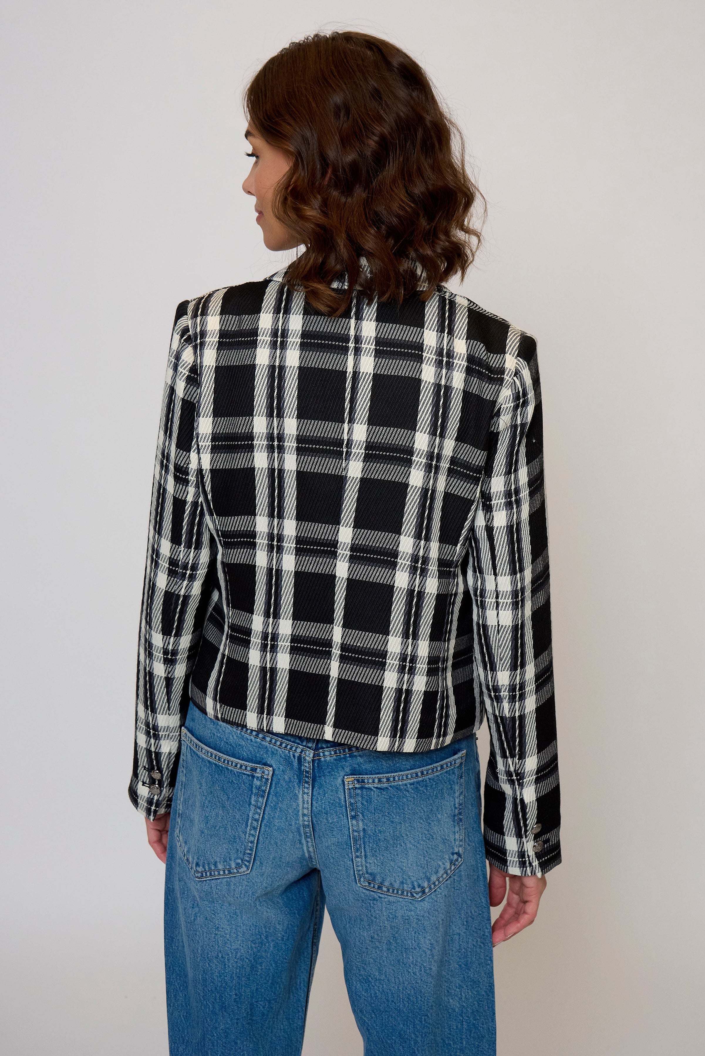 Olive Cropped Plaid Jacket