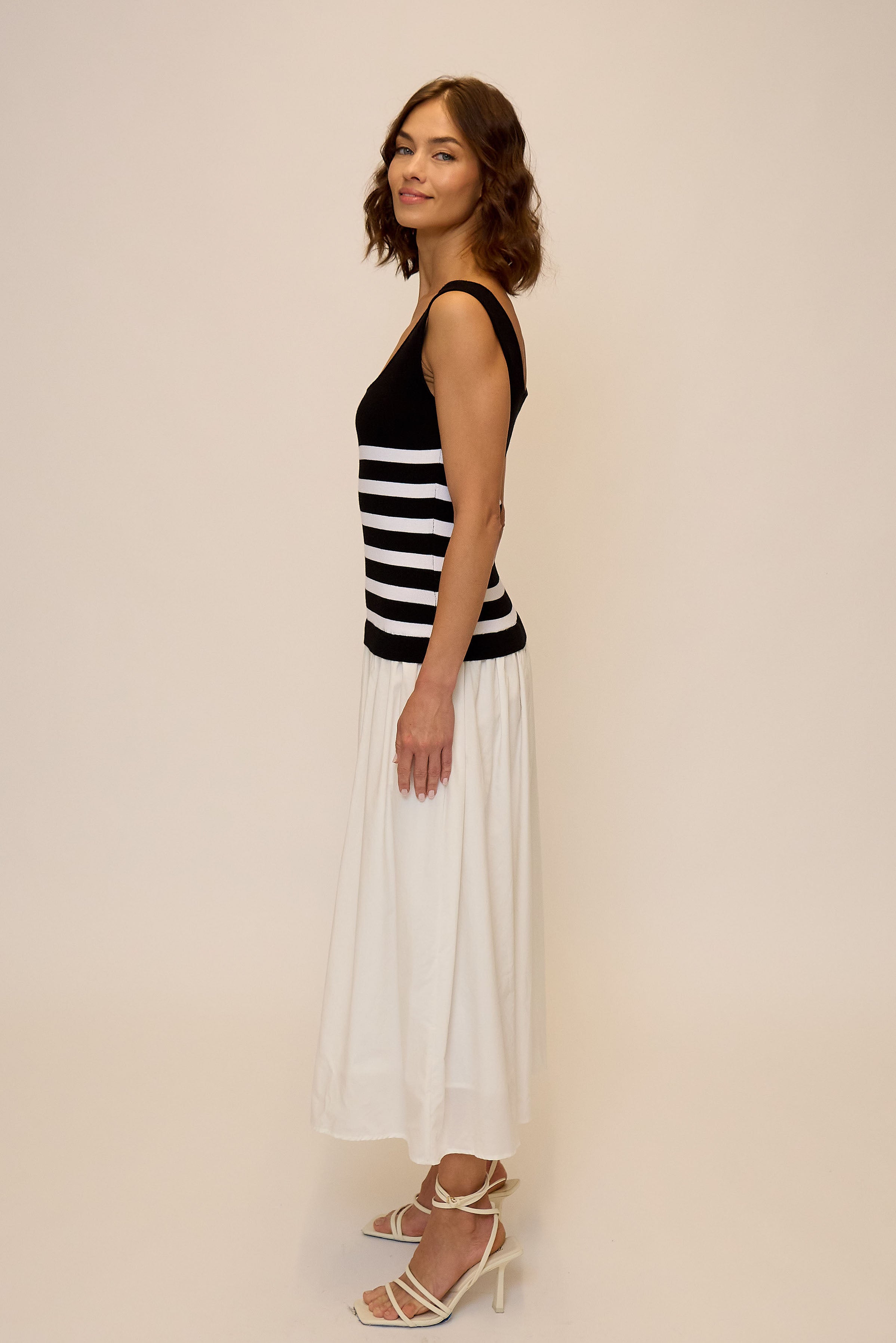 Sienna Squareneck Twofer Midi Dress