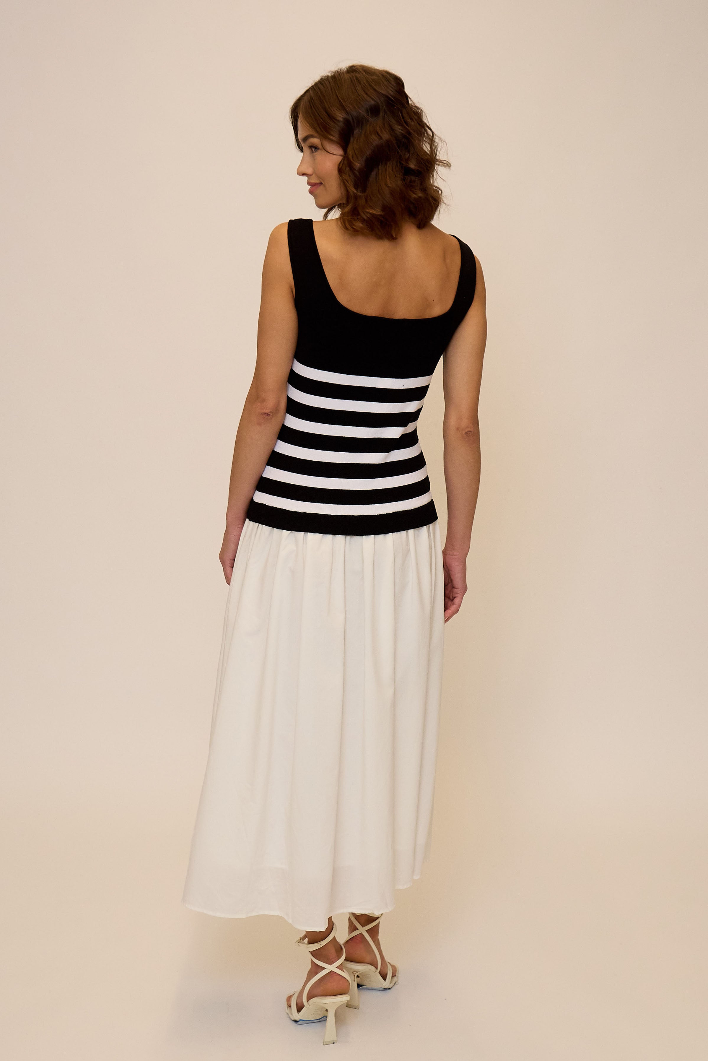 Sienna Squareneck Twofer Midi Dress