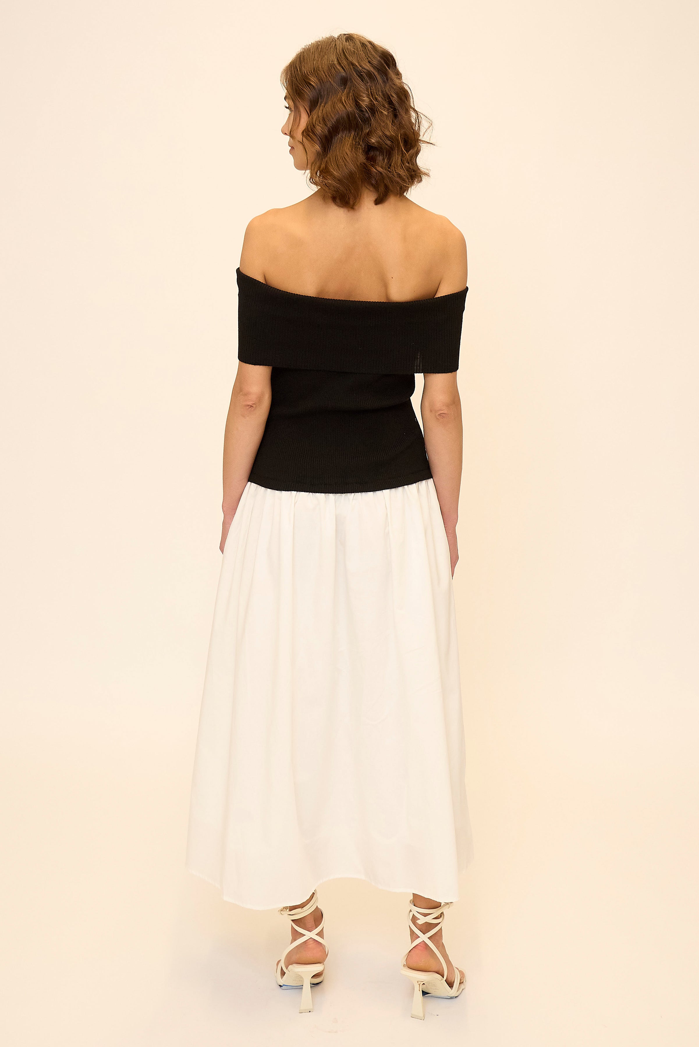 Darcy Mixed Media Off Shoulder Dress