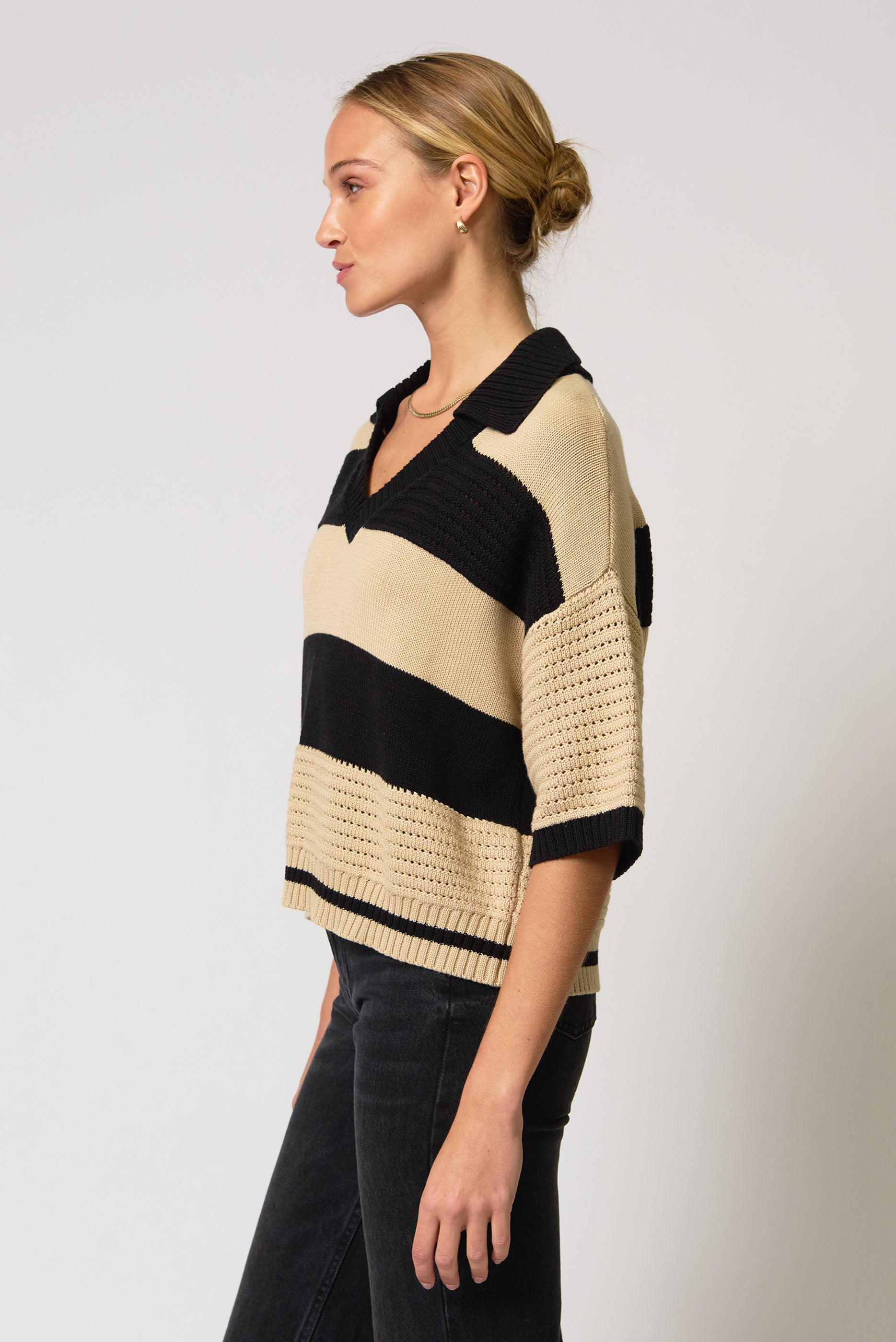 Dean Mixed Stitch Rugby Sweater