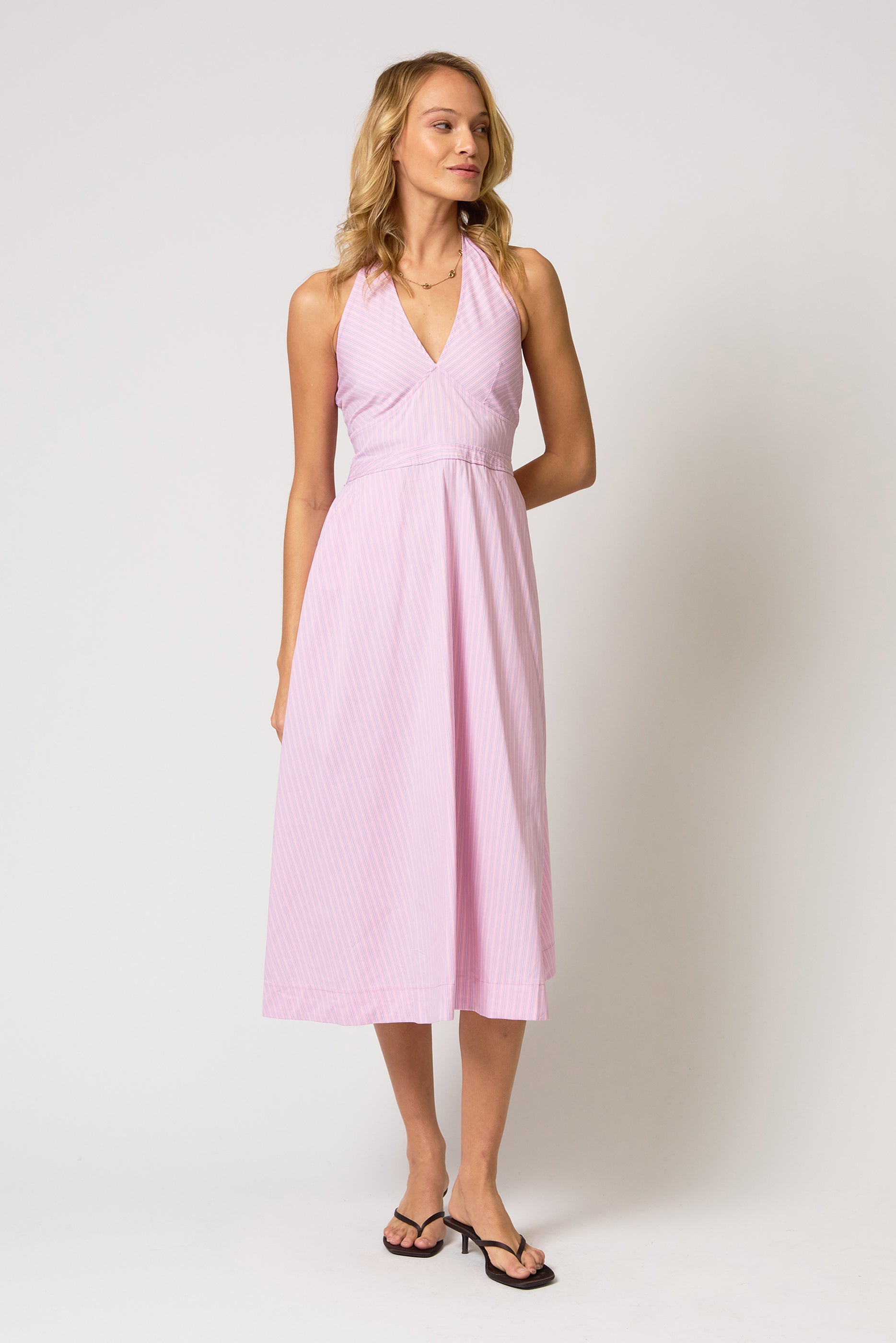 Ora Poplin Stripe Halter Dress