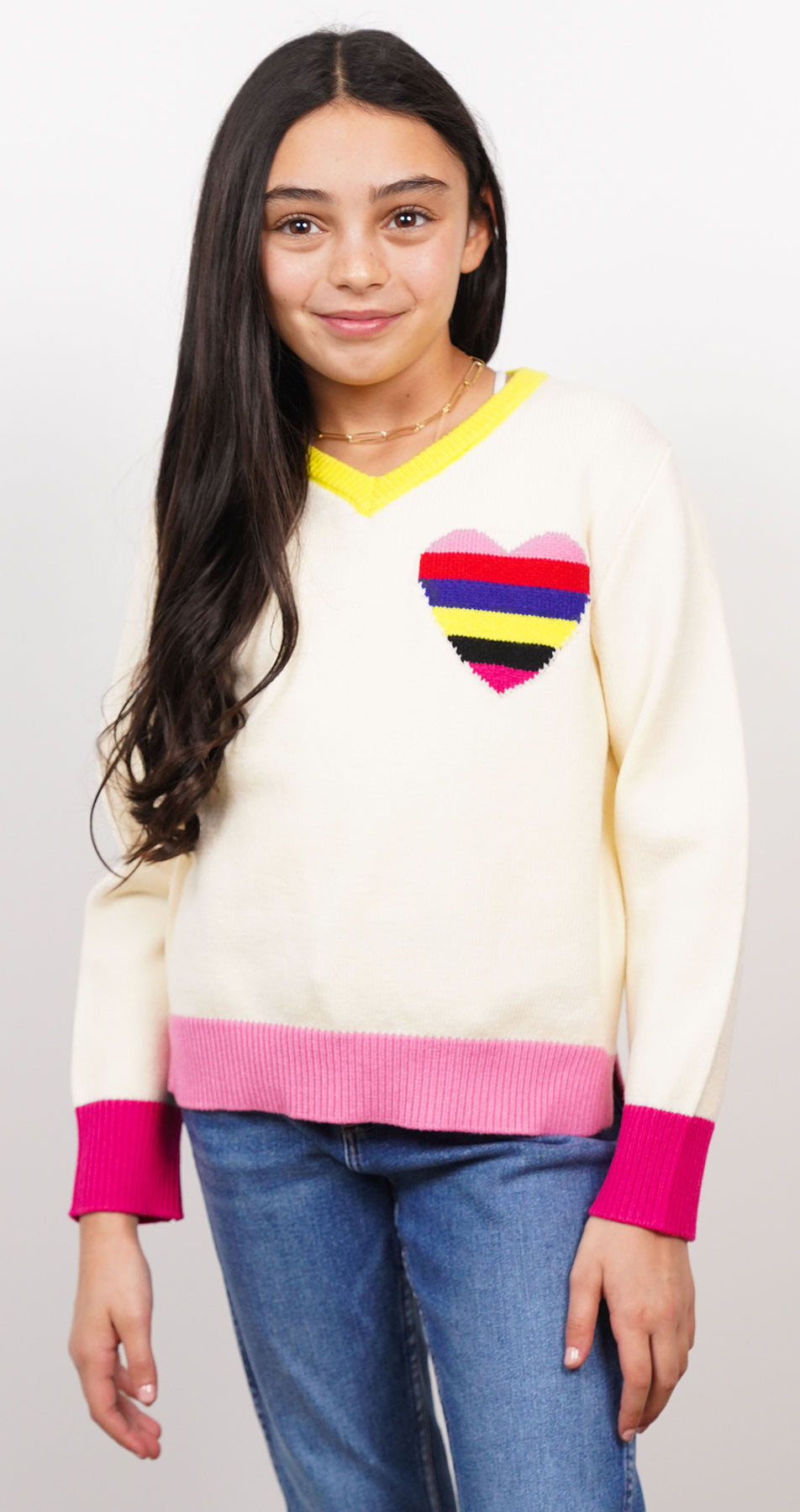 Cora Stripe Heart V-Neck