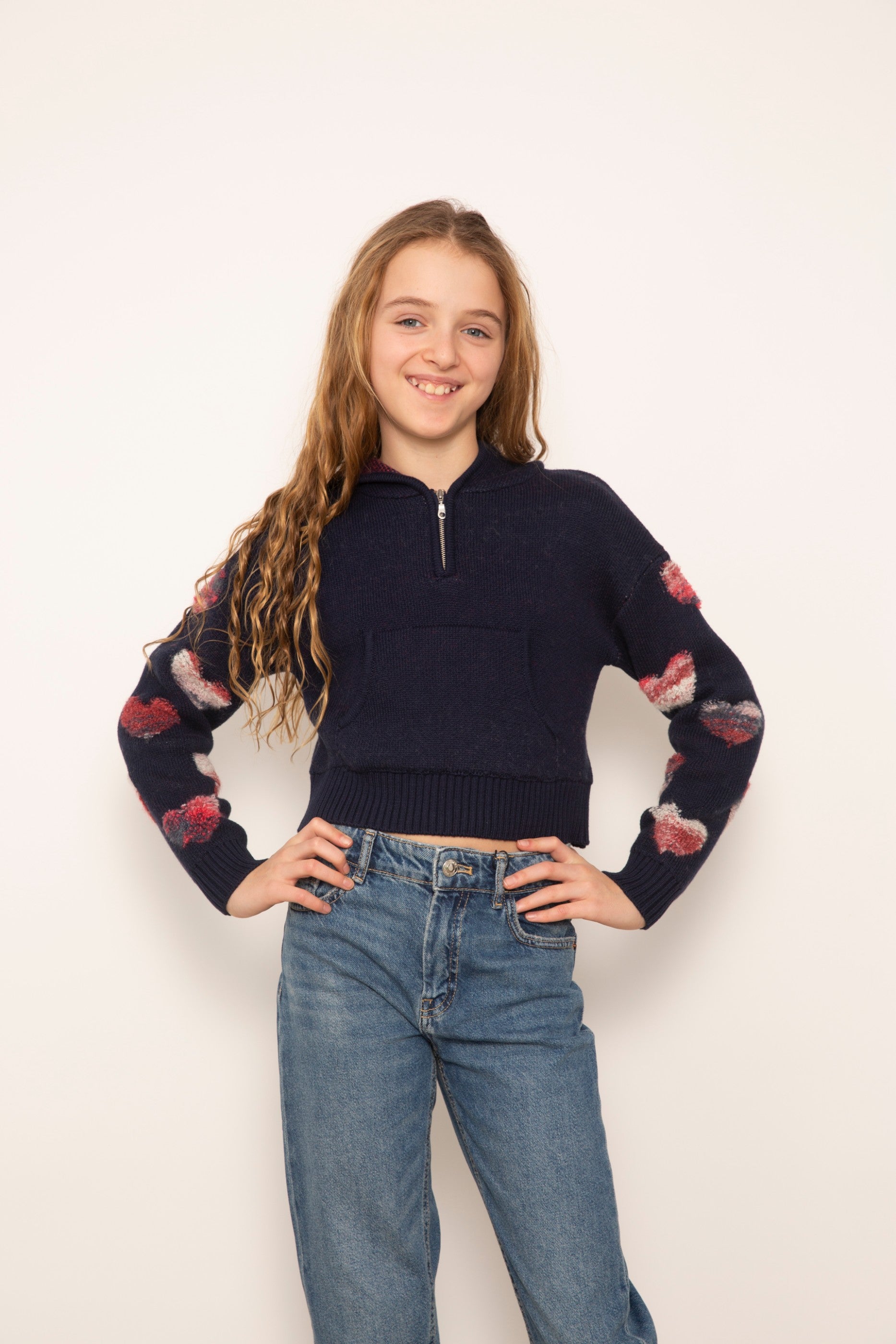 Janna Textured Hearts Hoodie