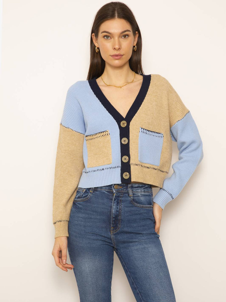 Color block cardigan best sale