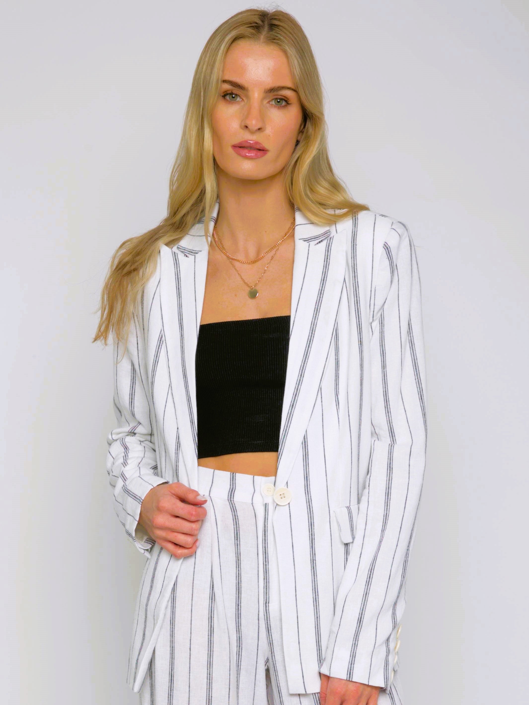 August Linen Stripe Jacket CentralParkWest