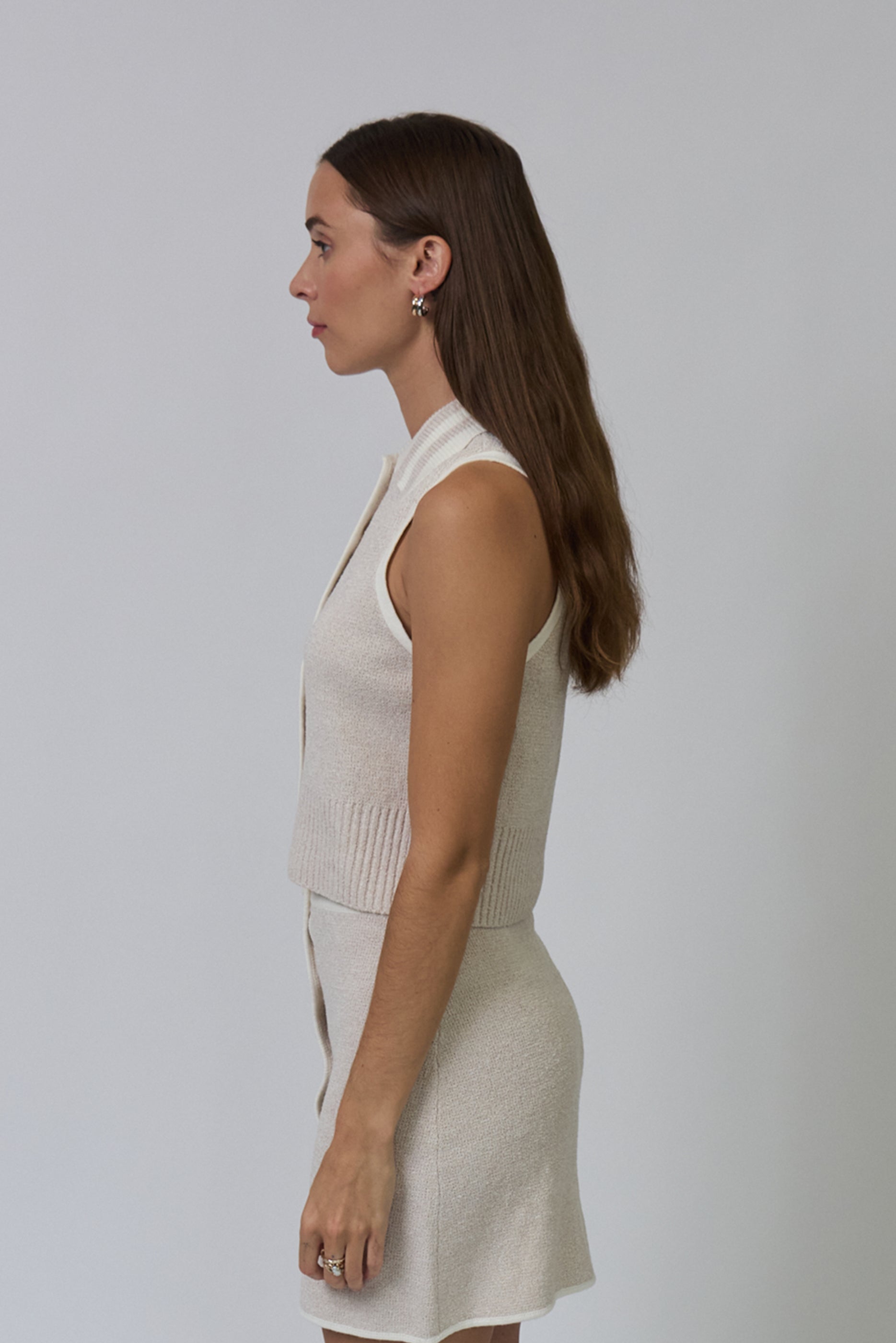 Celeste Tweed Yarn Collared Top