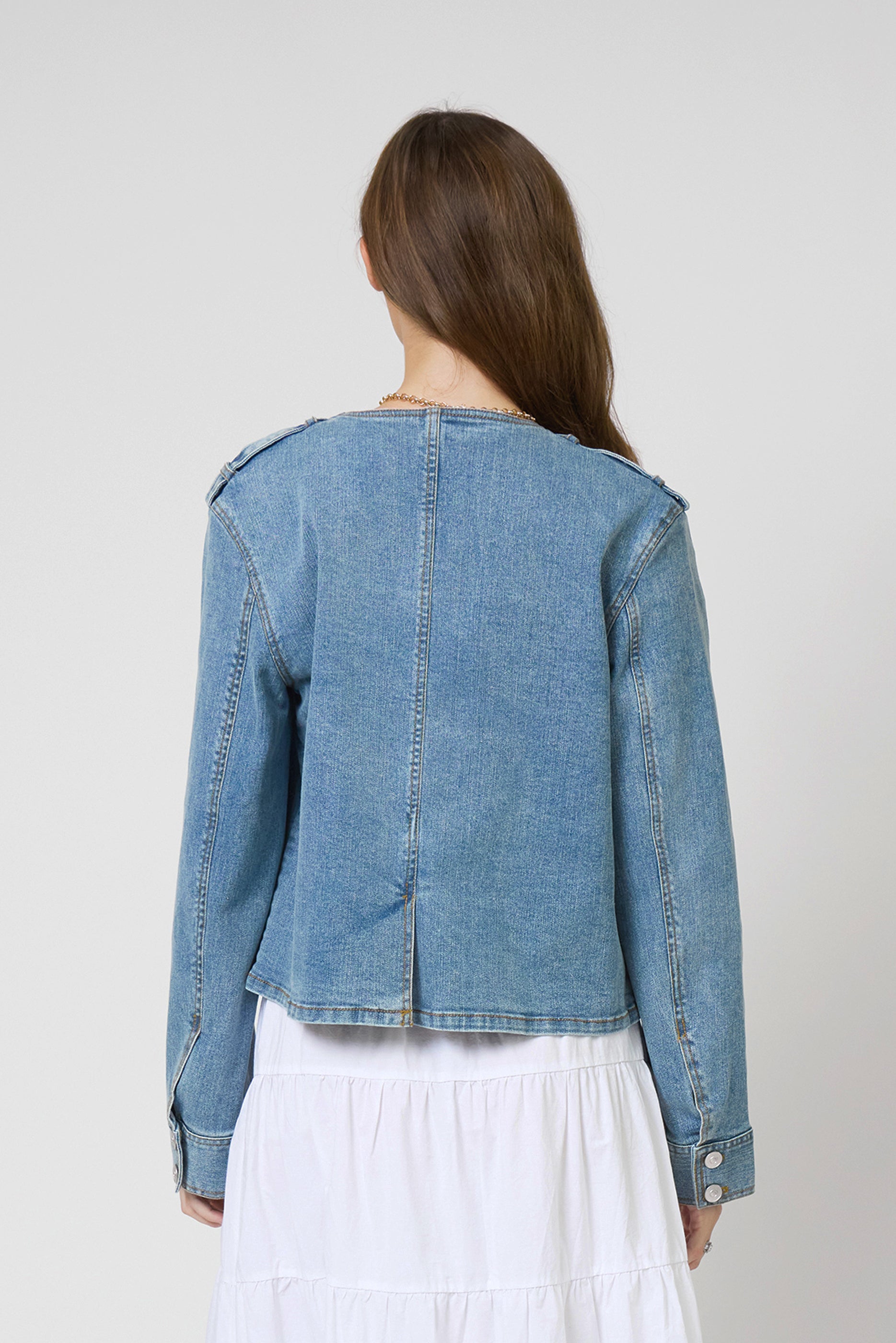 Nevada Collarless Denim Jacket