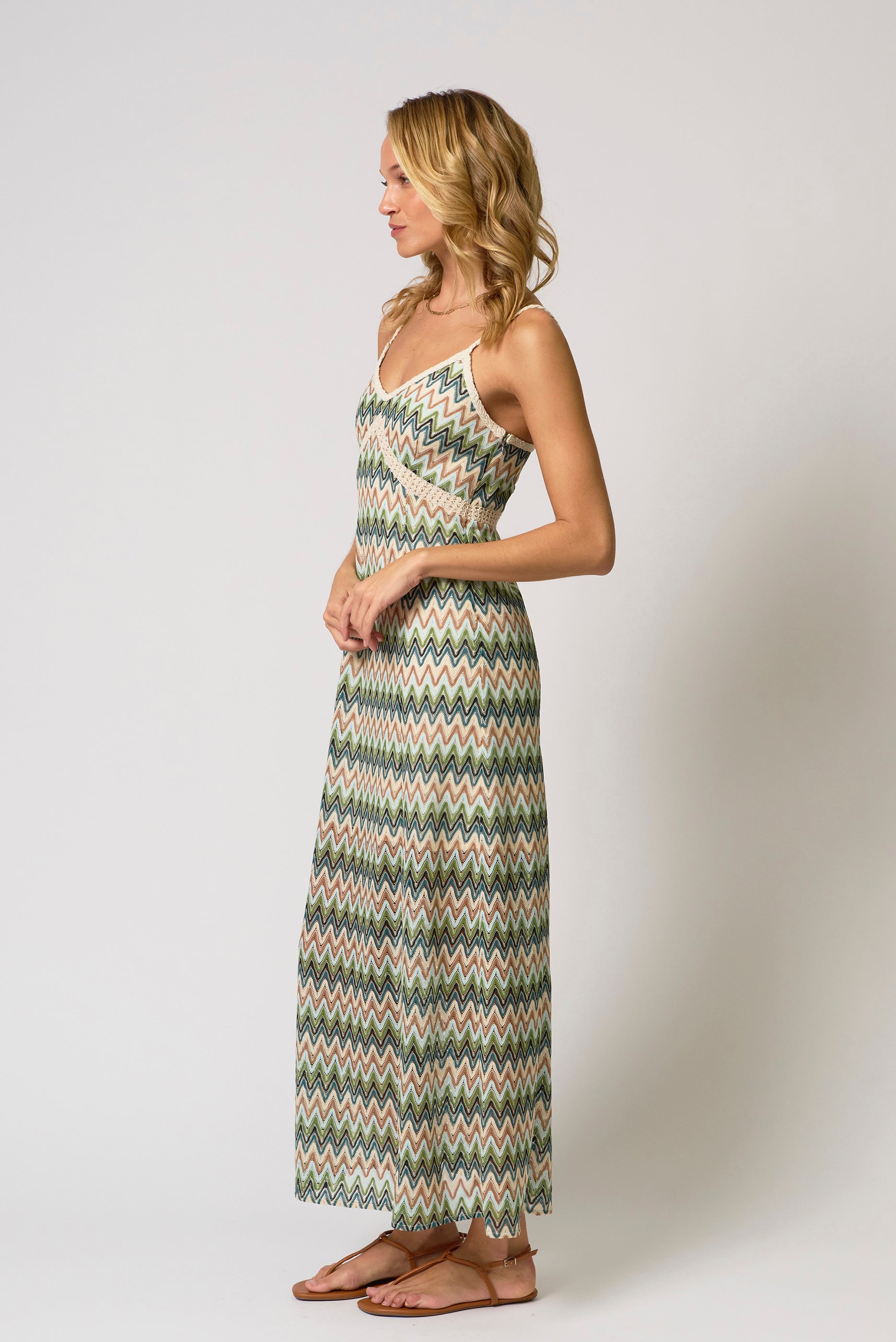 Celine Rainbow Crochet Maxi Dres